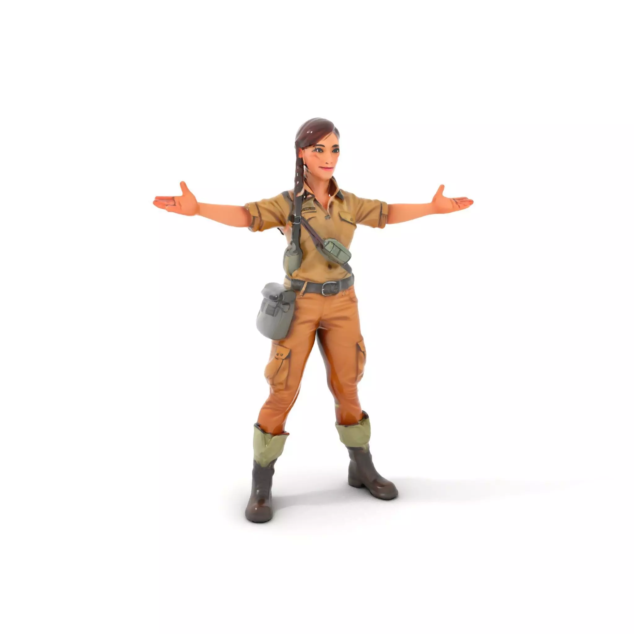 Adventurer Female Character Rigged and Animated Low-poly 3D model_0