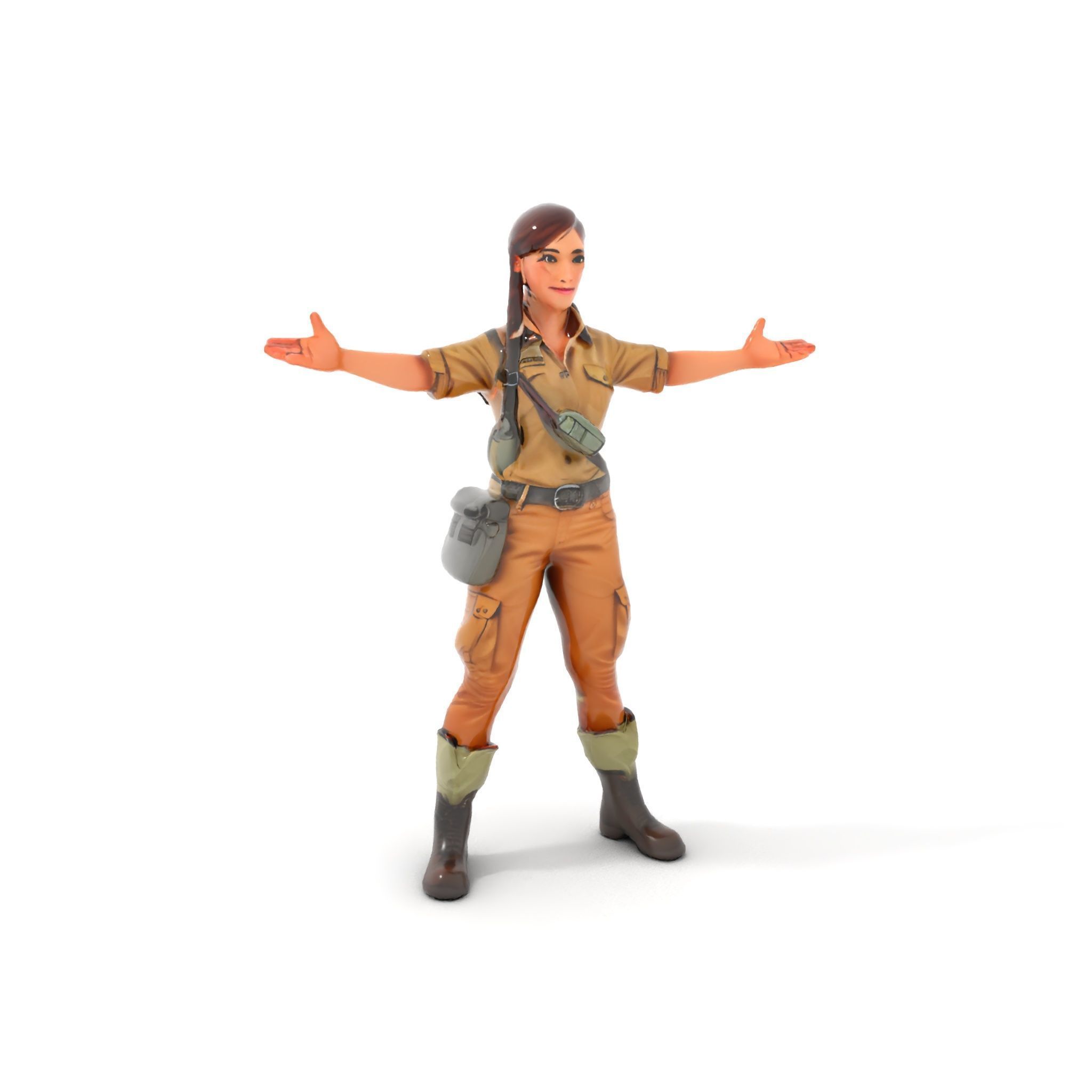 Adventurer Female Character Rigged and Animated Low-poly 3D model_12