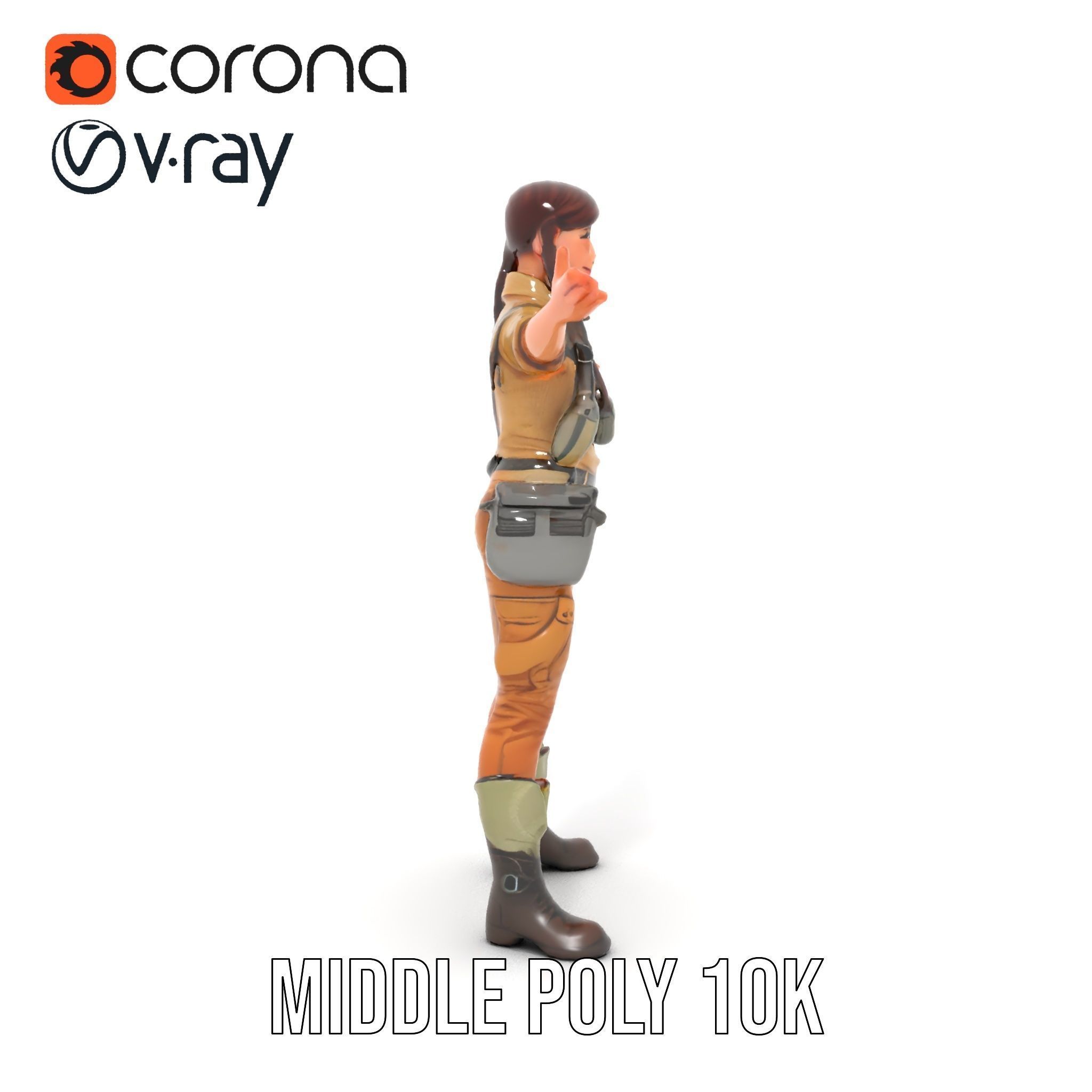 Adventurer Female Character Rigged and Animated Low-poly 3D model_18