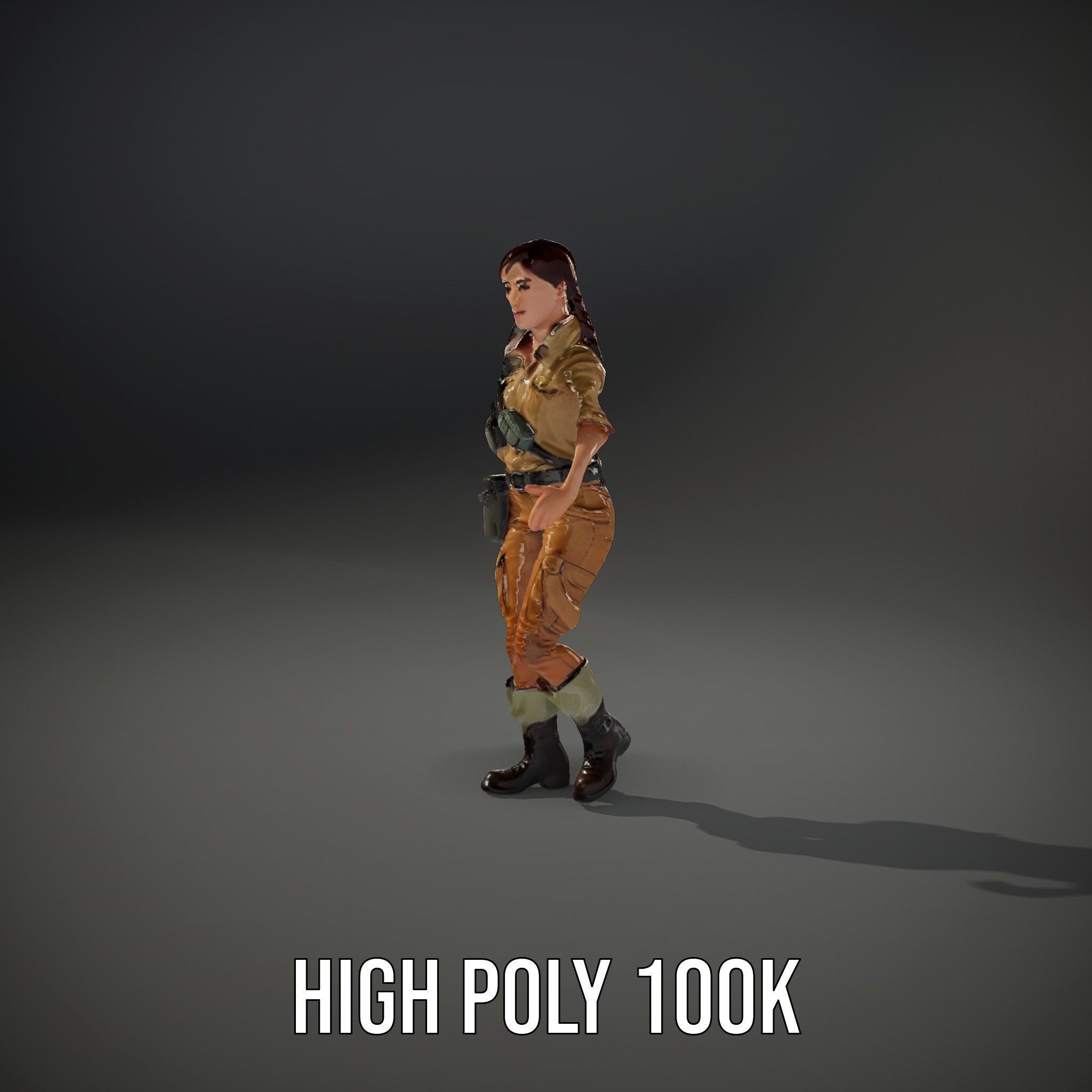 Adventurer Female Character Rigged and Animated Low-poly 3D model_35