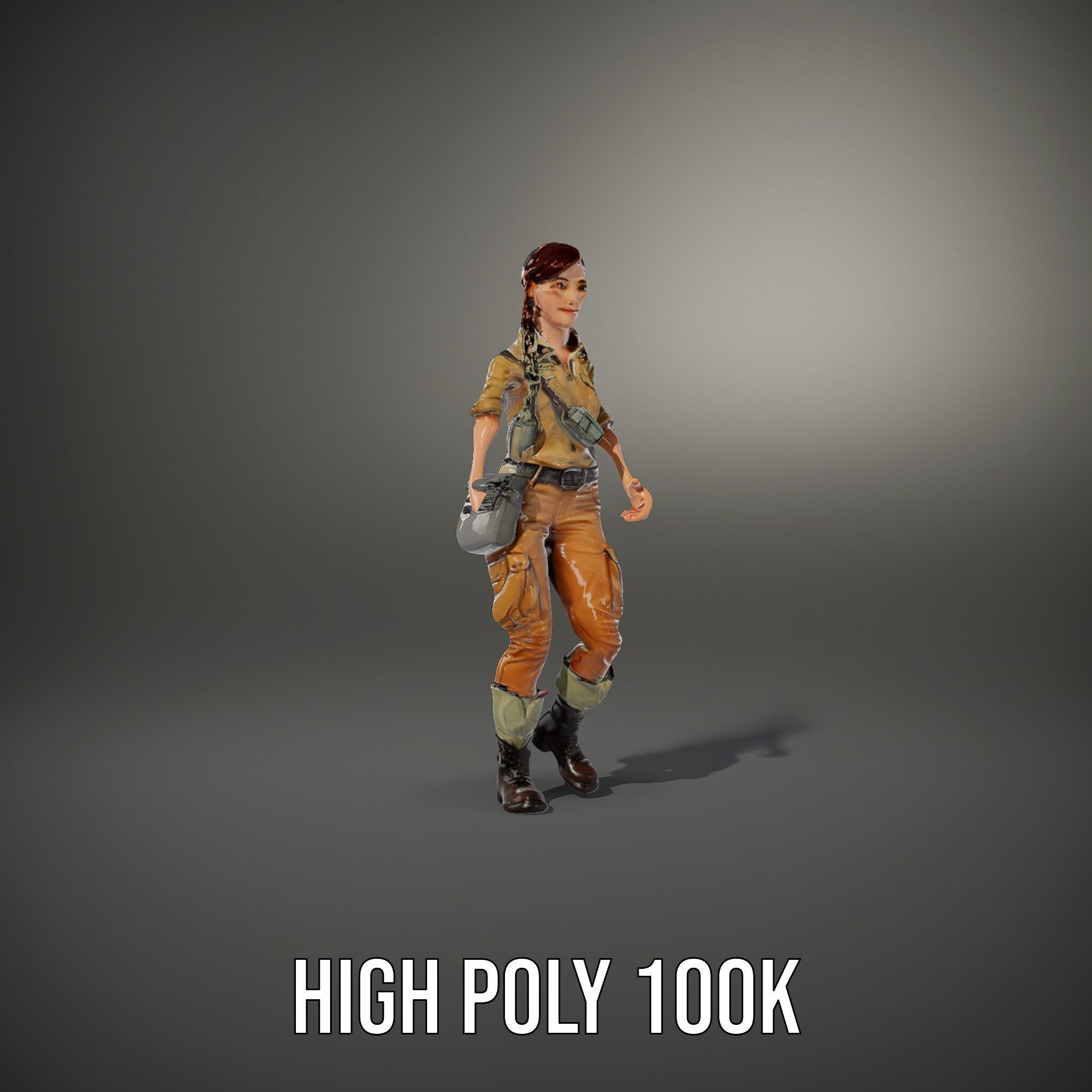 Adventurer Female Character Rigged and Animated Low-poly 3D model_33