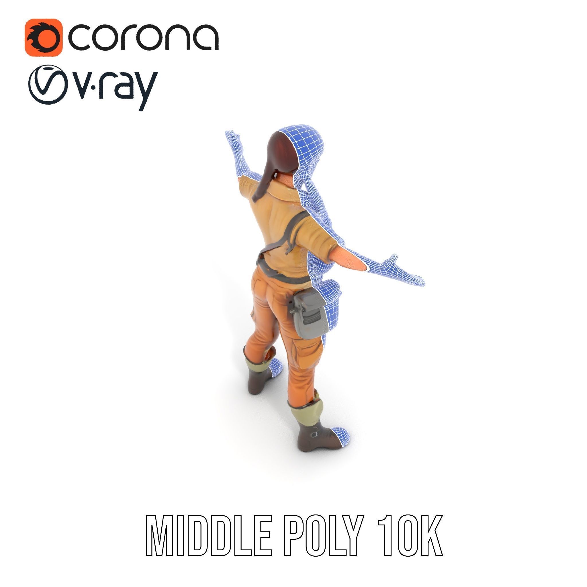 Adventurer Female Character Rigged and Animated Low-poly 3D model_15