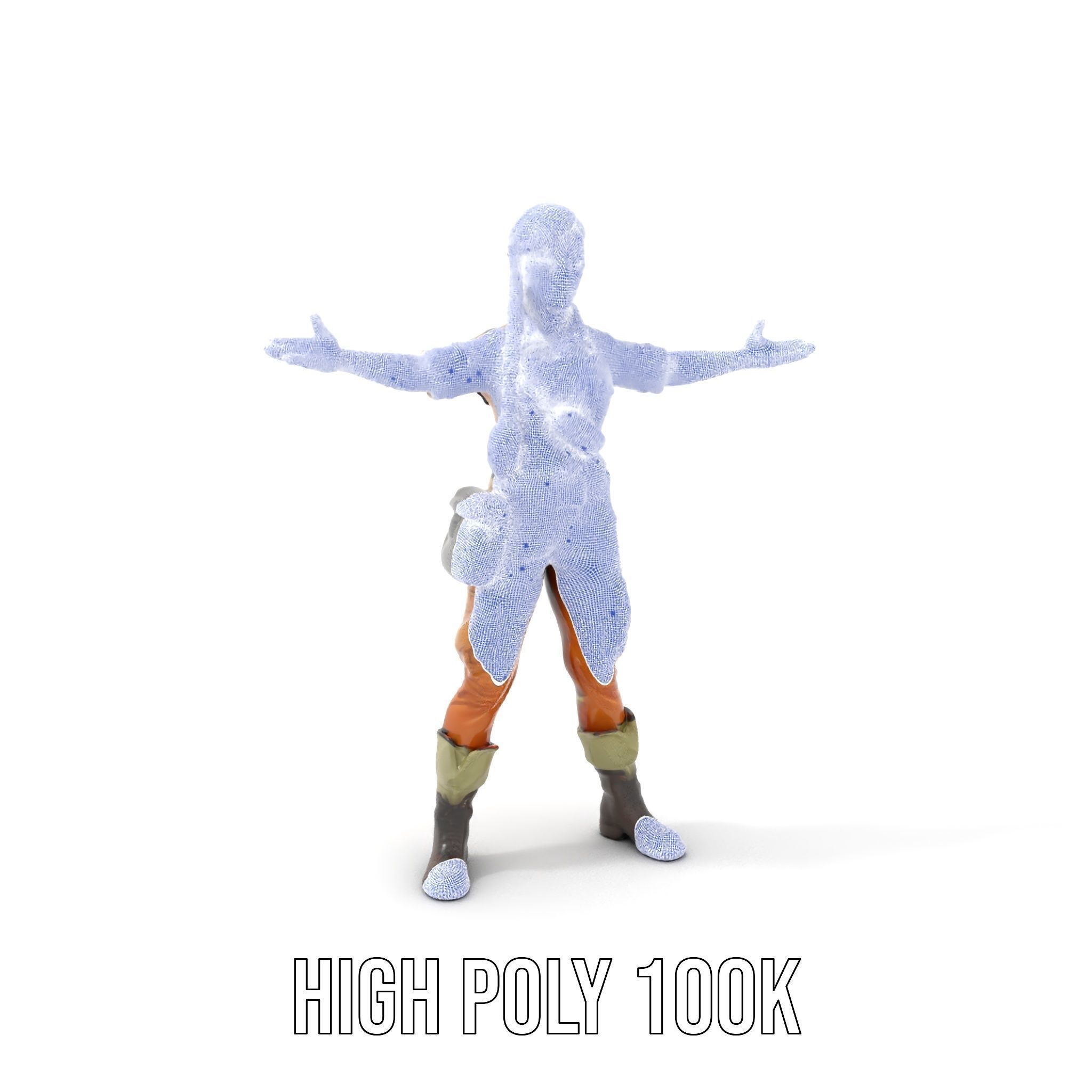 Adventurer Female Character Rigged and Animated Low-poly 3D model_4