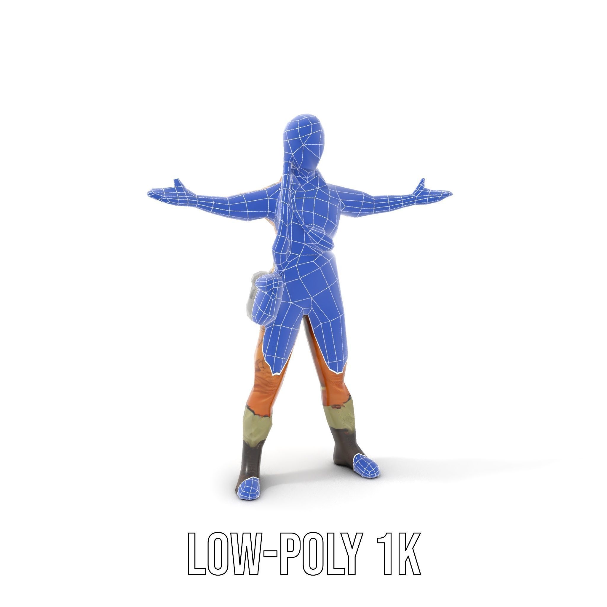 Adventurer Female Character Rigged and Animated Low-poly 3D model_30