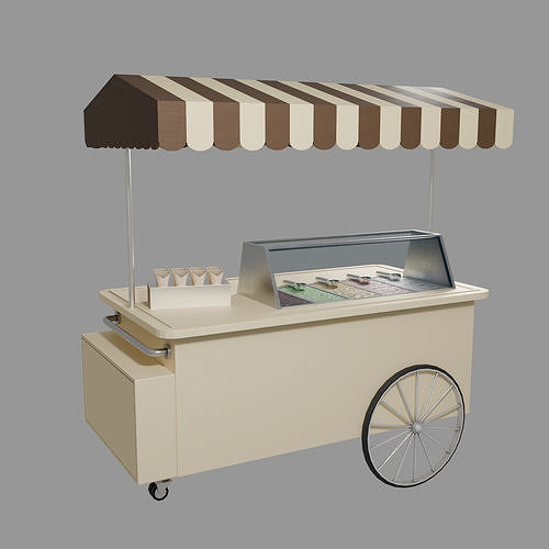 Stylized Ice Cream Cart Low-poly 3D model