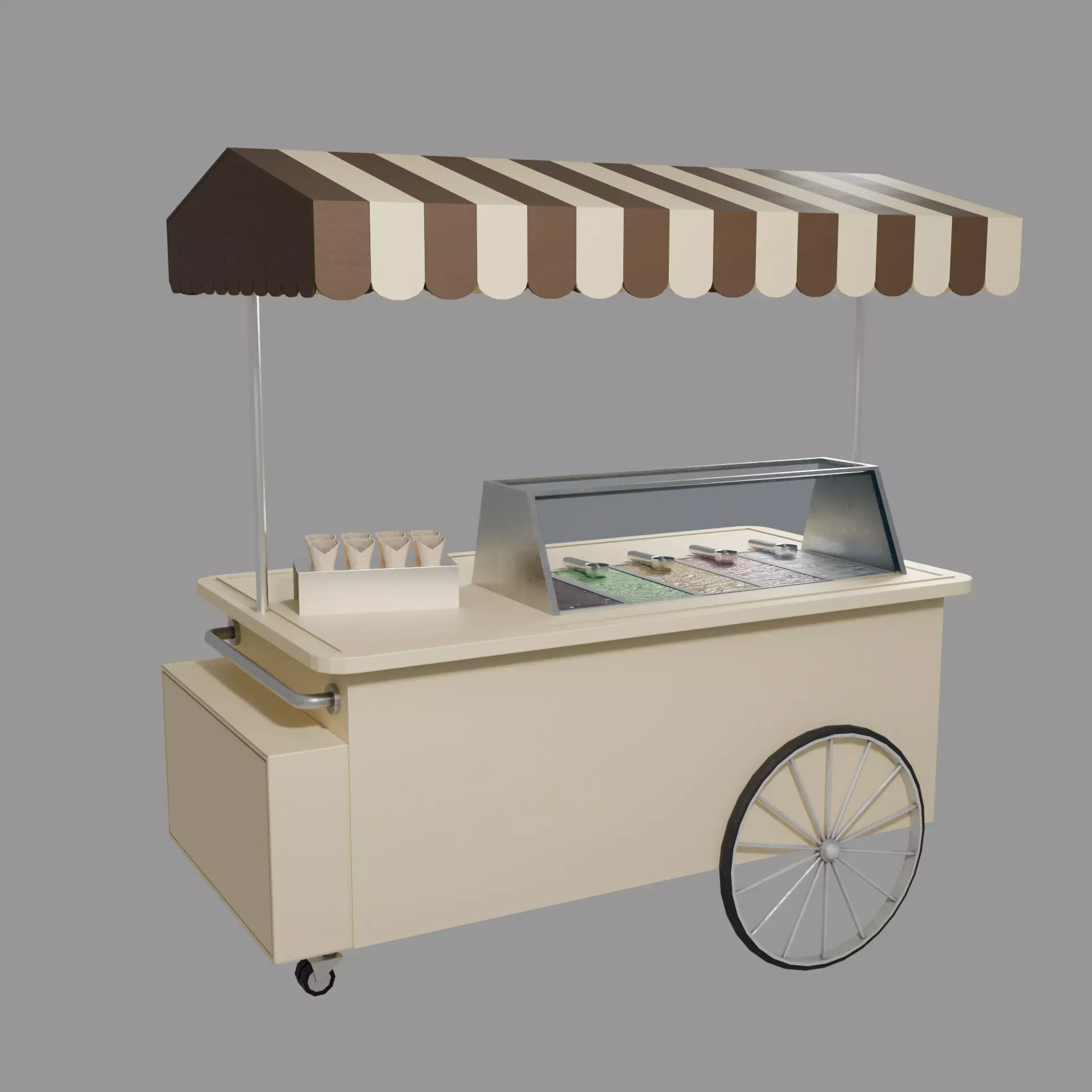 Stylized Ice Cream Cart Low-poly 3D model_0