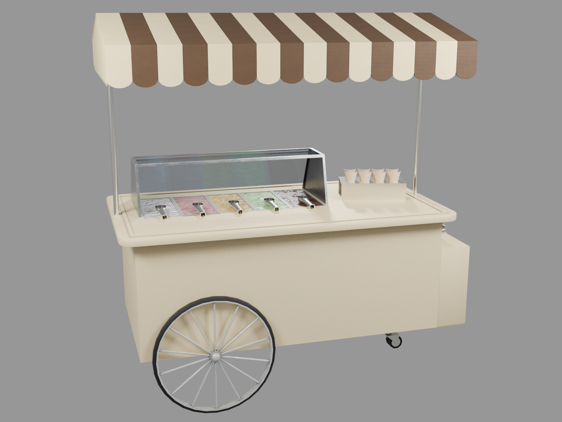 Stylized Ice Cream Cart Low-poly 3D model_3