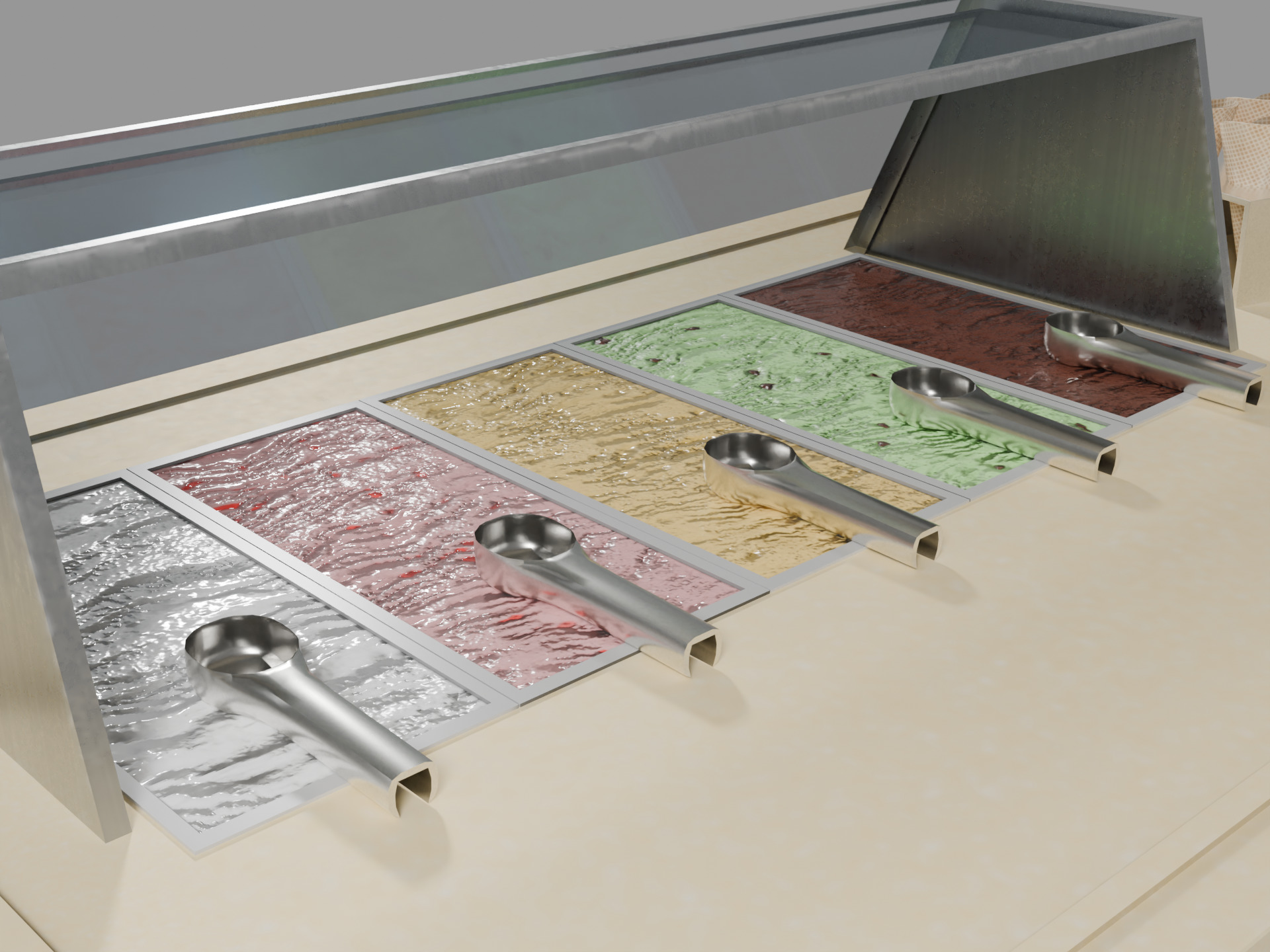 Stylized Ice Cream Cart Low-poly 3D model_2