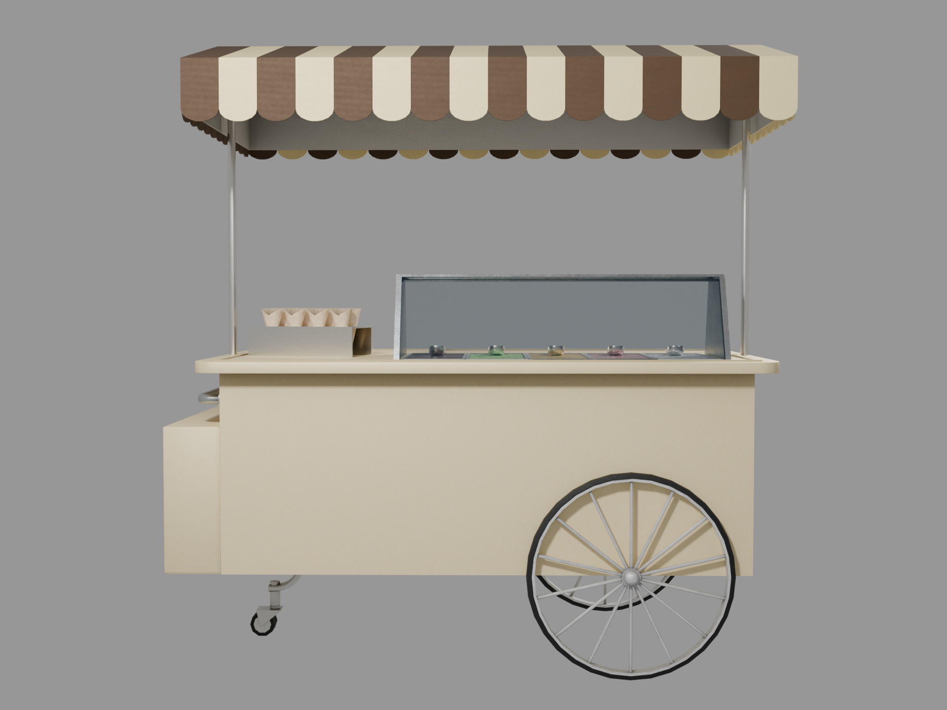 Stylized Ice Cream Cart Low-poly 3D model_4