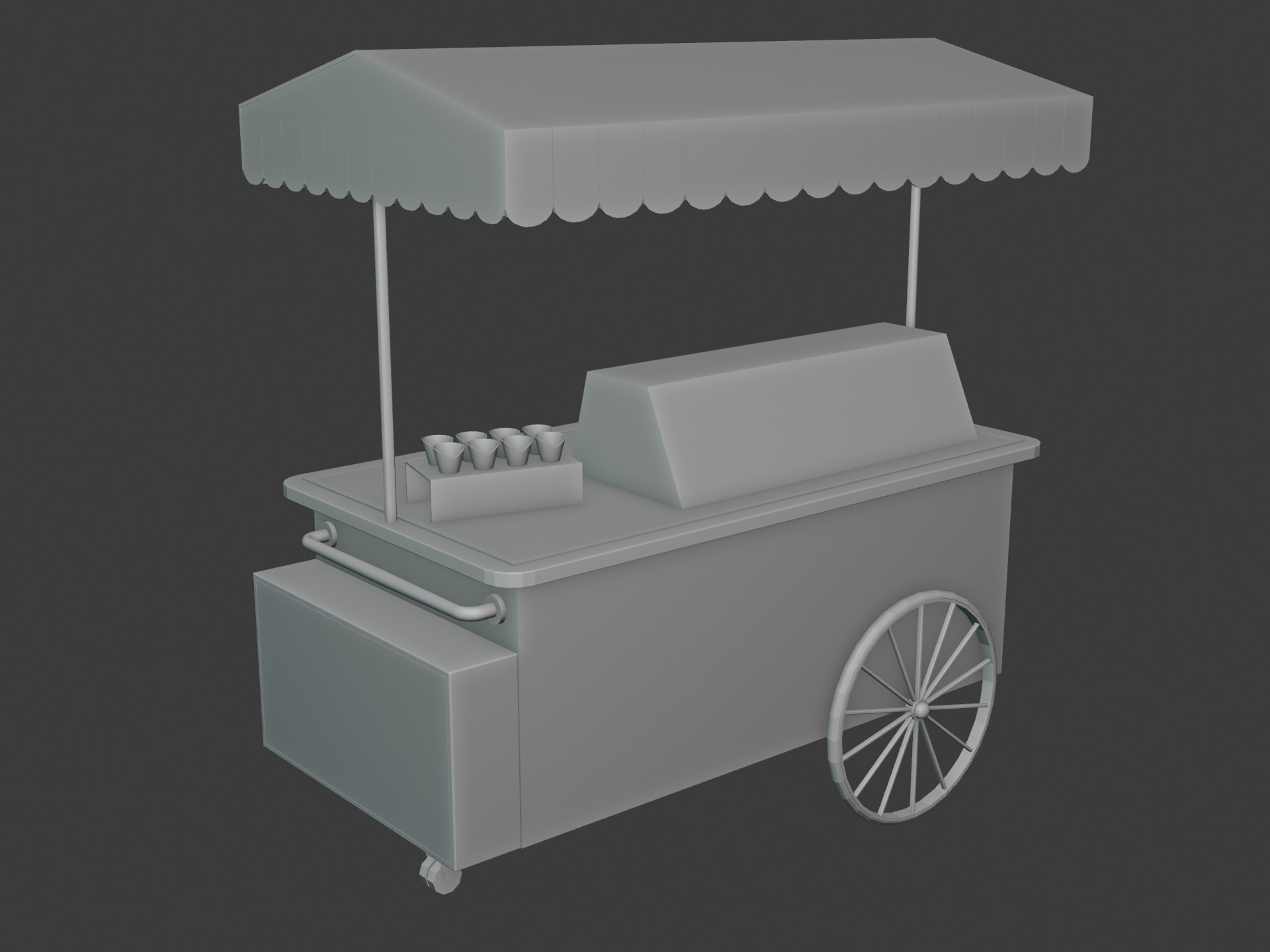 Stylized Ice Cream Cart Low-poly 3D model_7