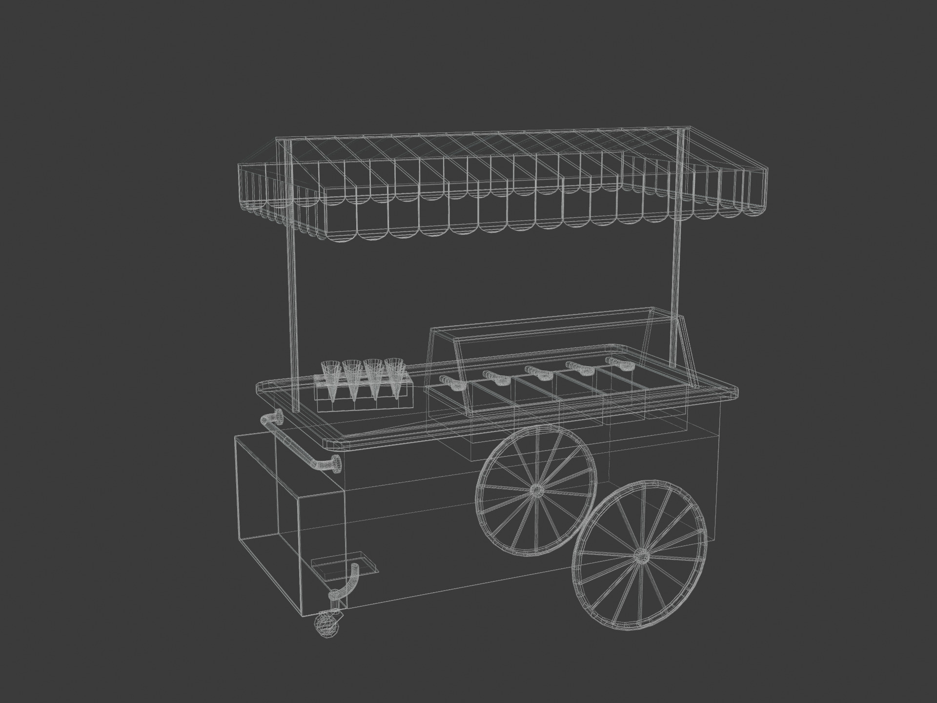 Stylized Ice Cream Cart Low-poly 3D model_8