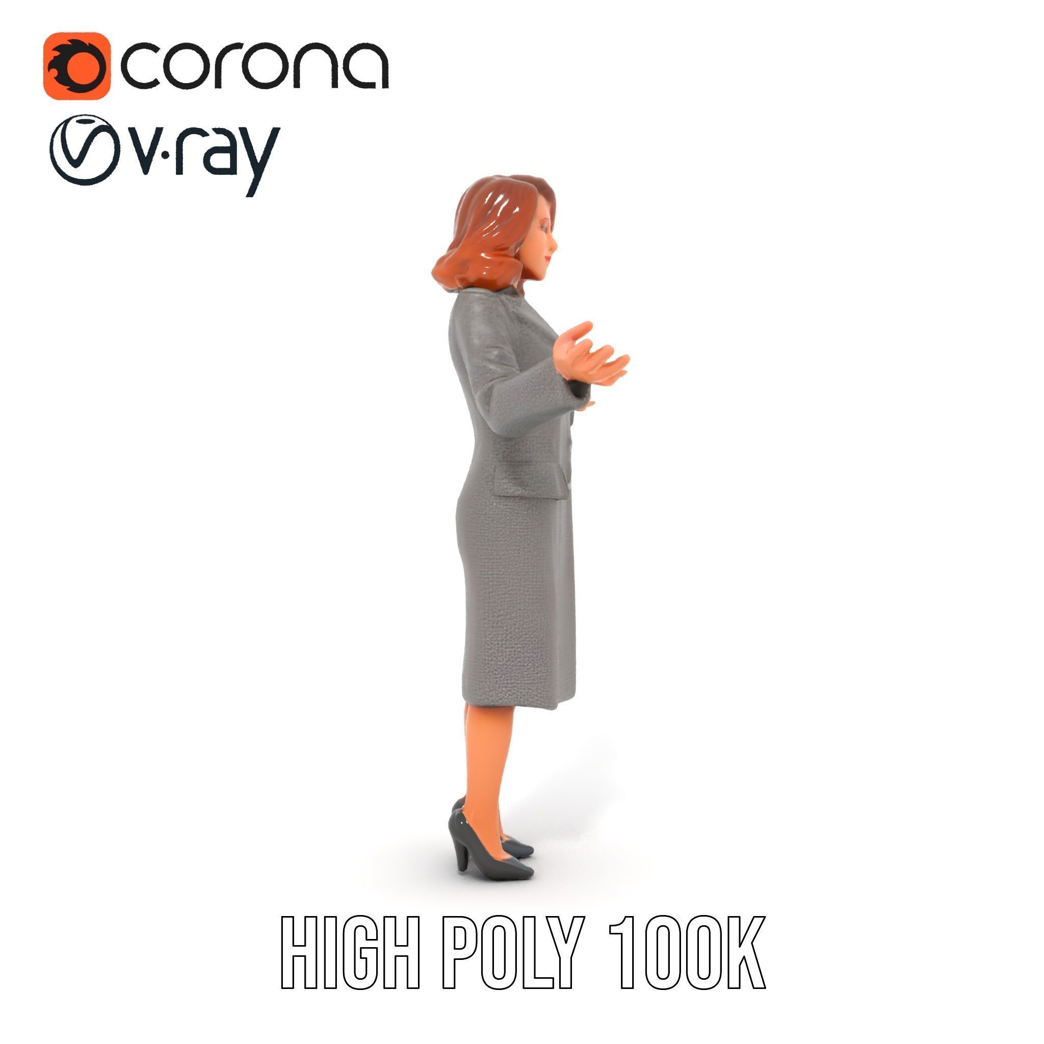 Elegant Businesswoman Character Model  Rigged and Animated Low-poly 3D model_28