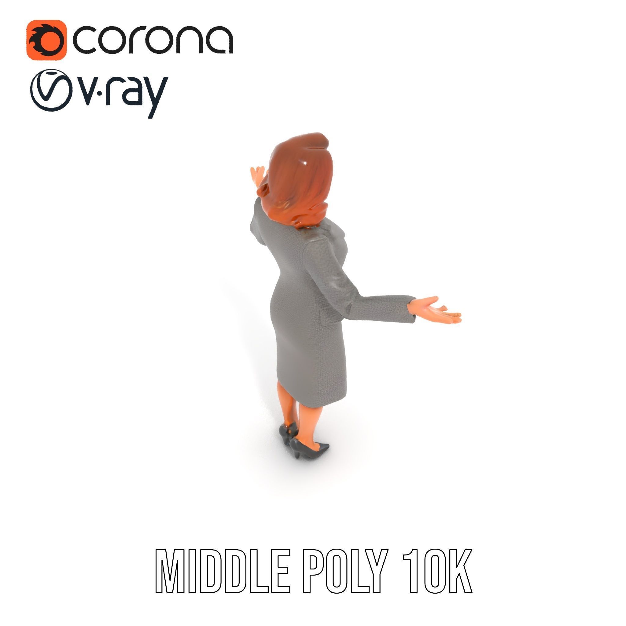 Elegant Businesswoman Character Model  Rigged and Animated Low-poly 3D model_26