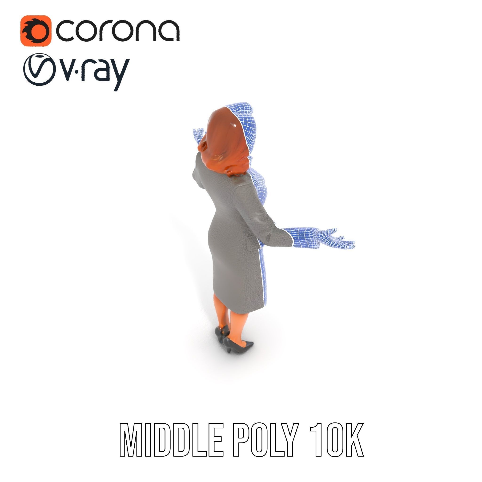 Elegant Businesswoman Character Model  Rigged and Animated Low-poly 3D model_18