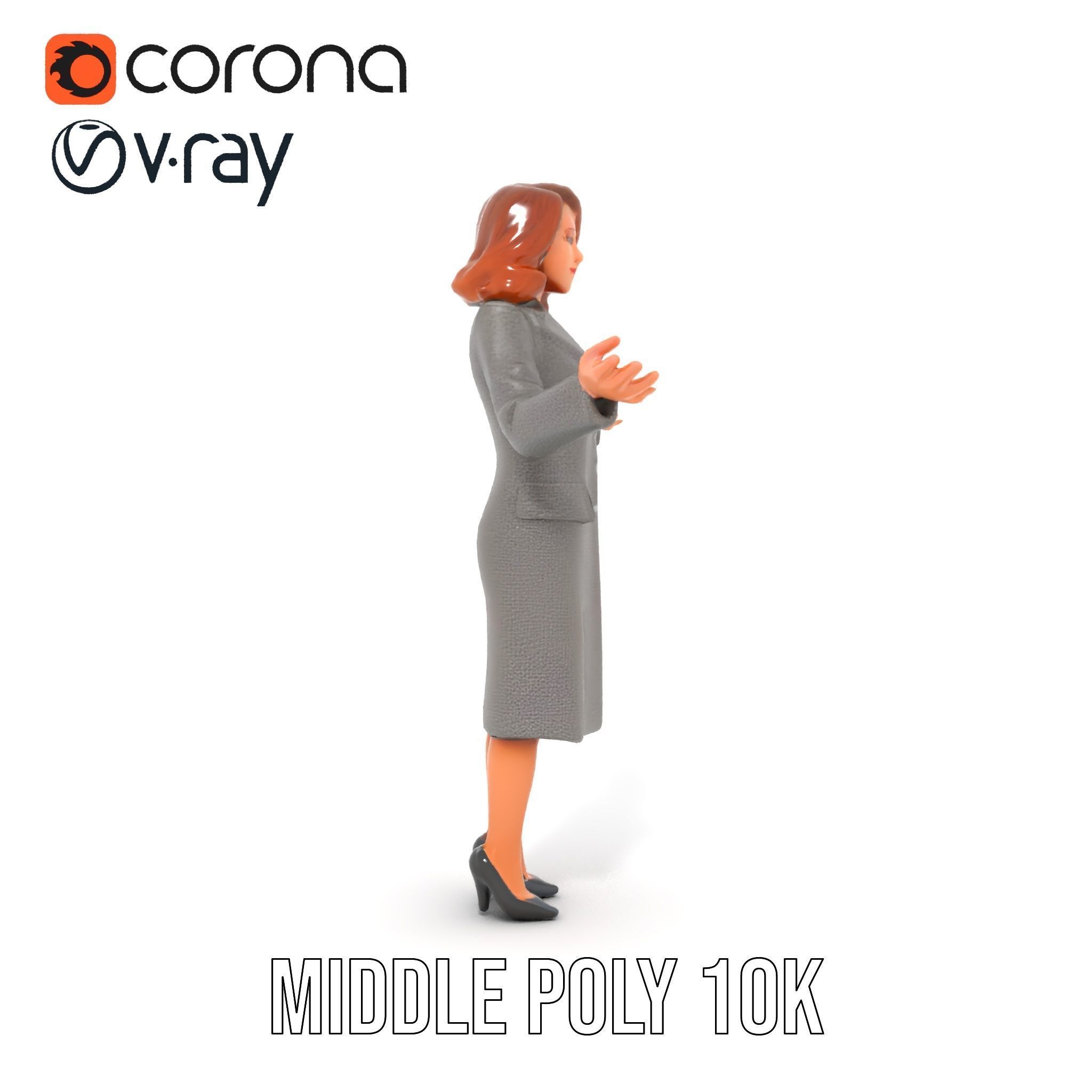 Elegant Businesswoman Character Model  Rigged and Animated Low-poly 3D model_15