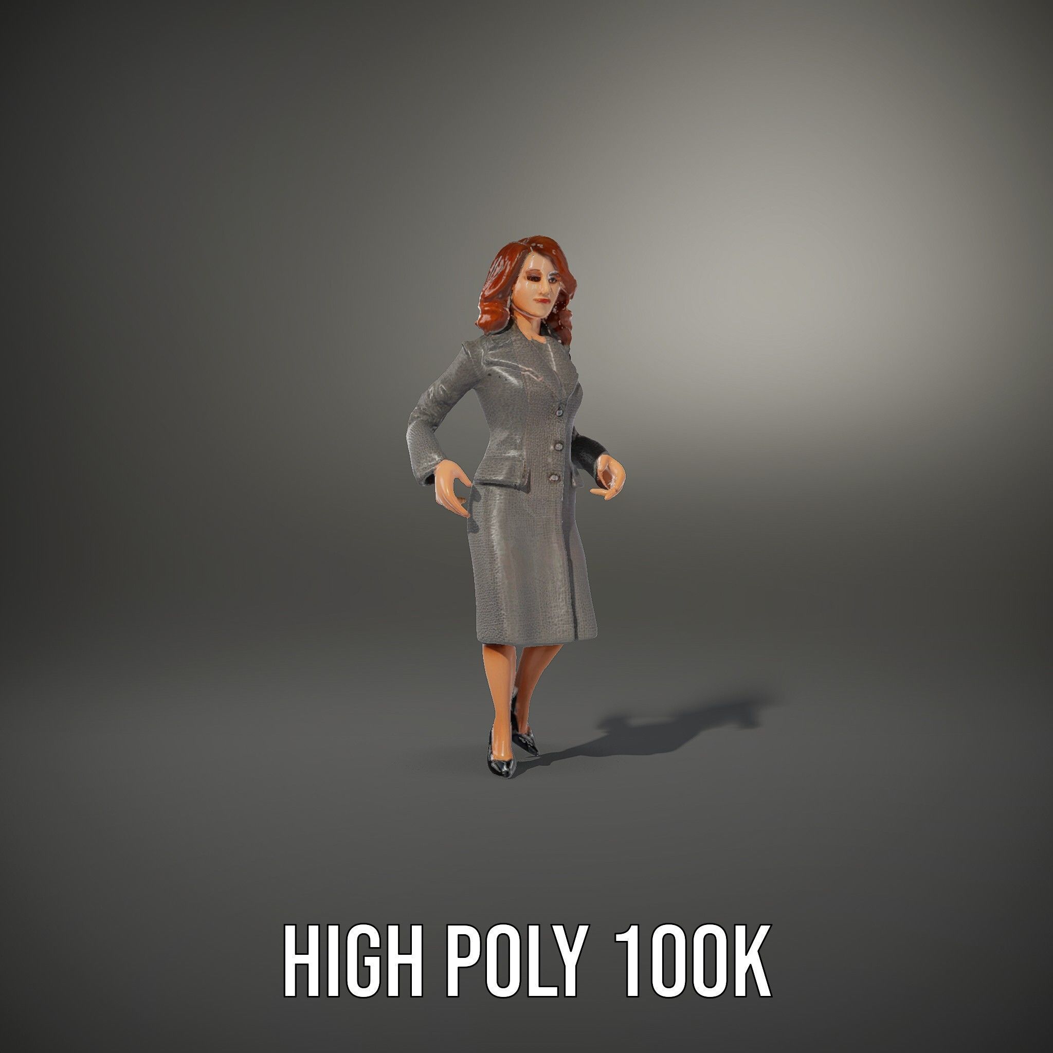 Elegant Businesswoman Character Model  Rigged and Animated Low-poly 3D model_9