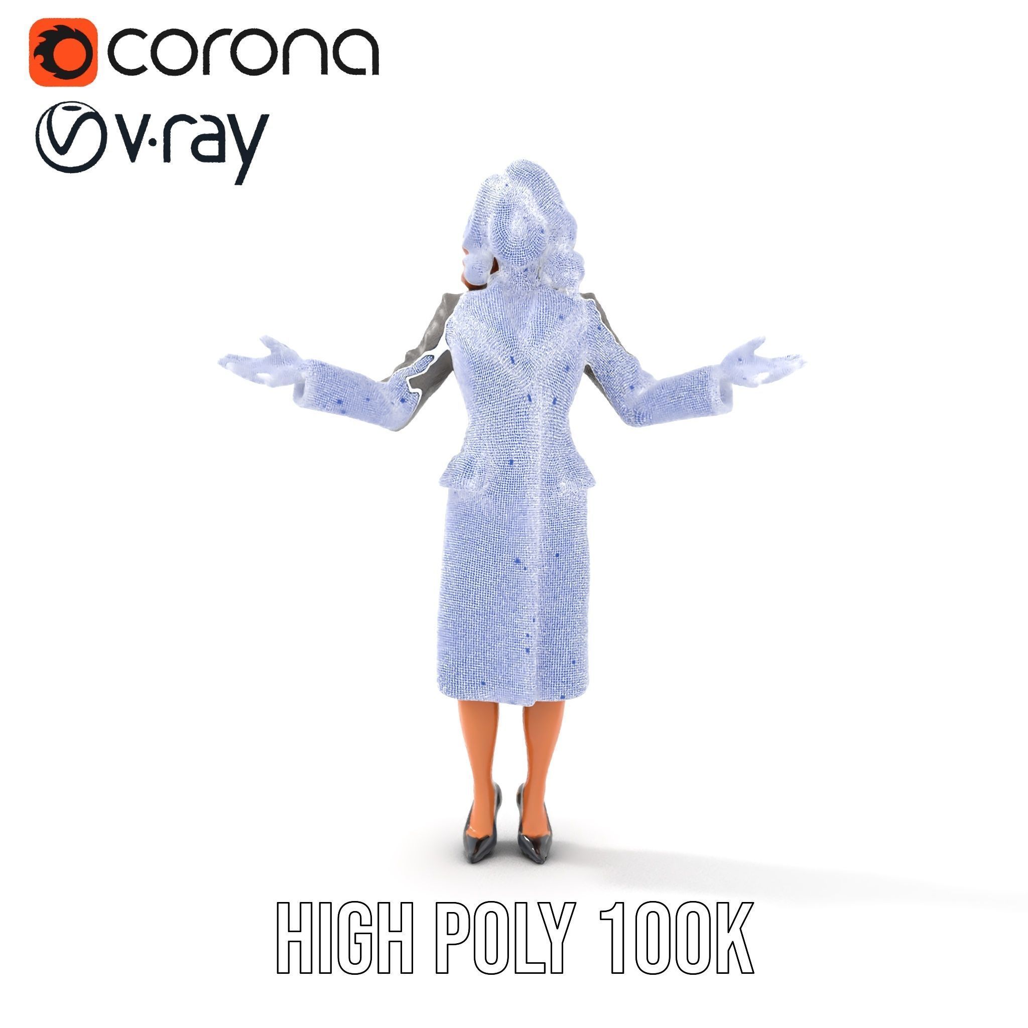 Elegant Businesswoman Character Model  Rigged and Animated Low-poly 3D model_33