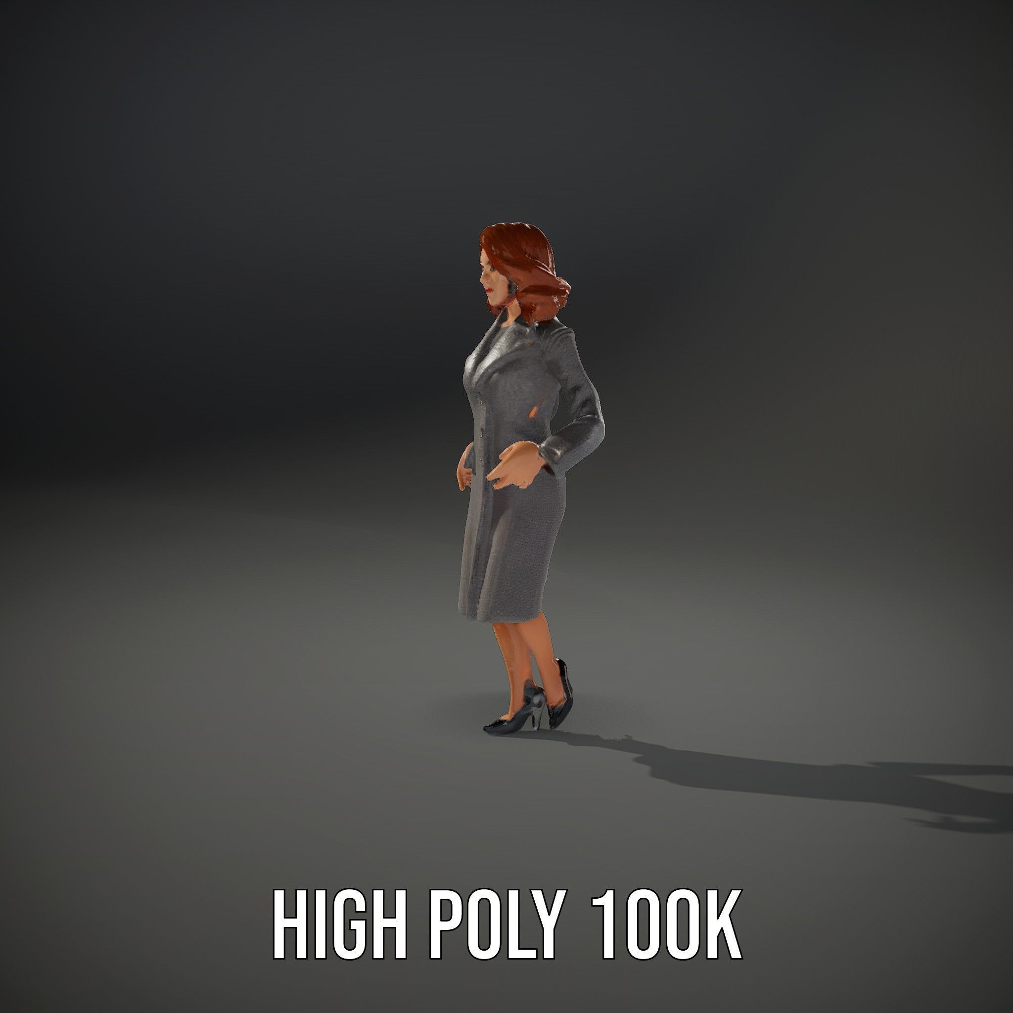 Elegant Businesswoman Character Model  Rigged and Animated Low-poly 3D model_14