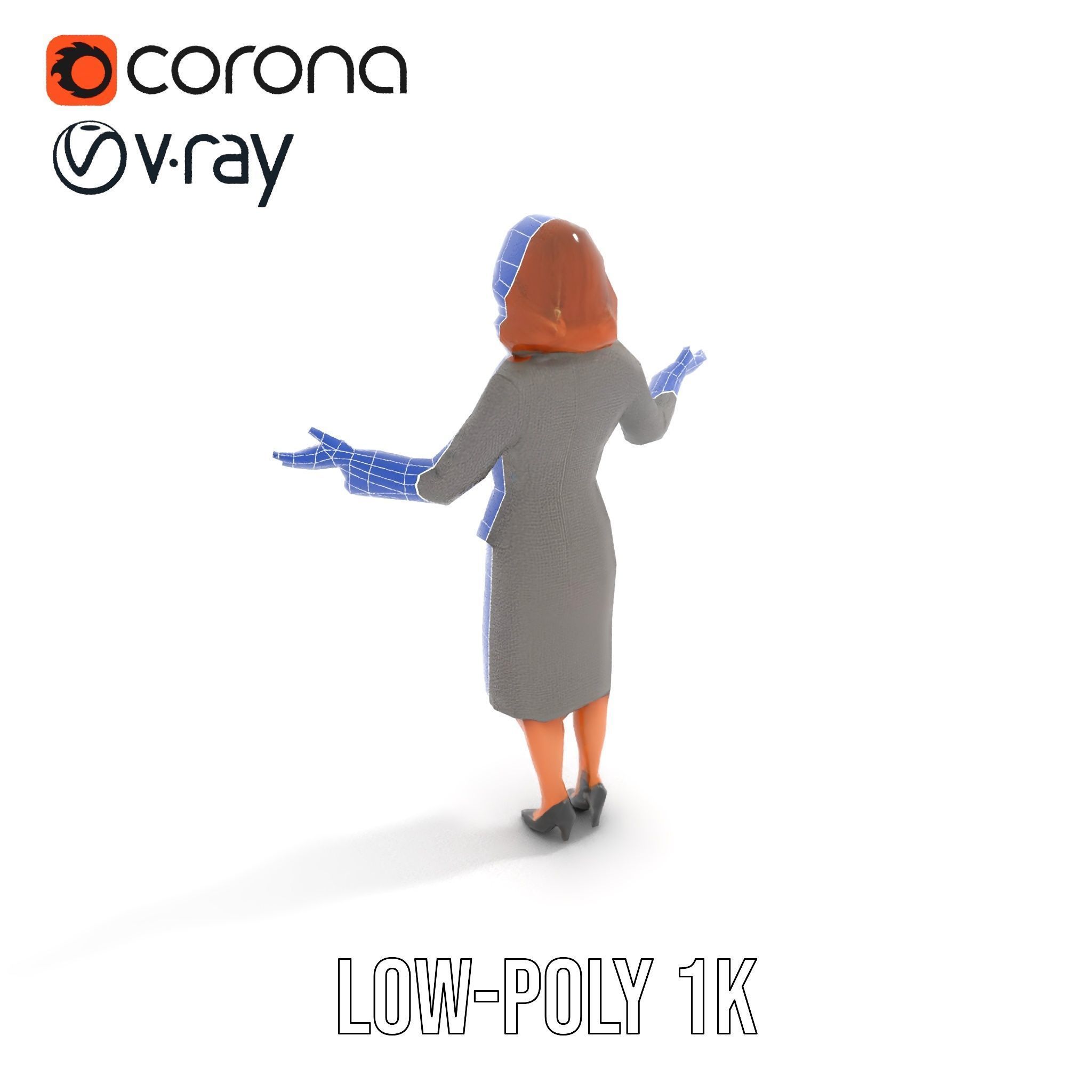 Elegant Businesswoman Character Model  Rigged and Animated Low-poly 3D model_30