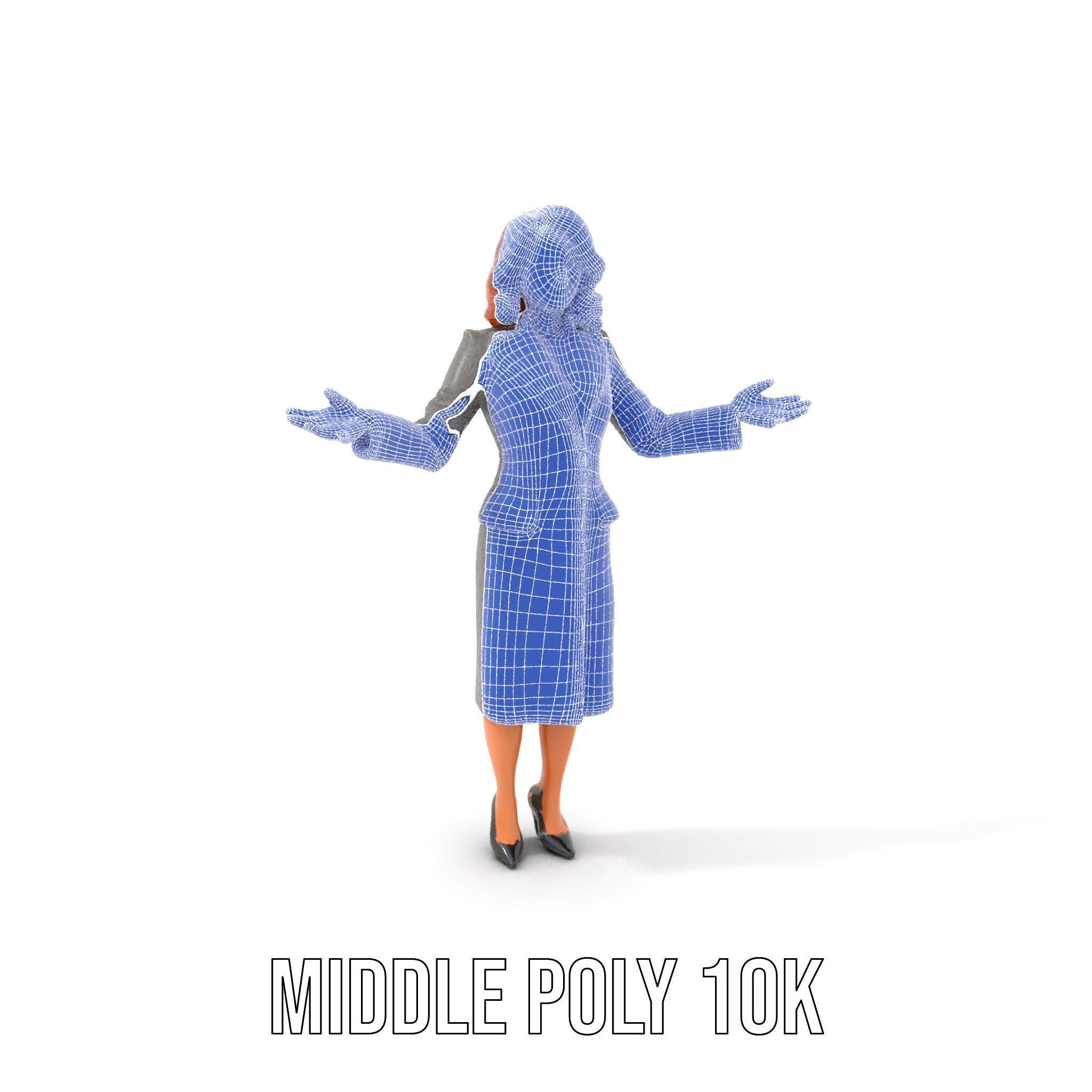 Elegant Businesswoman Character Model  Rigged and Animated Low-poly 3D model_34