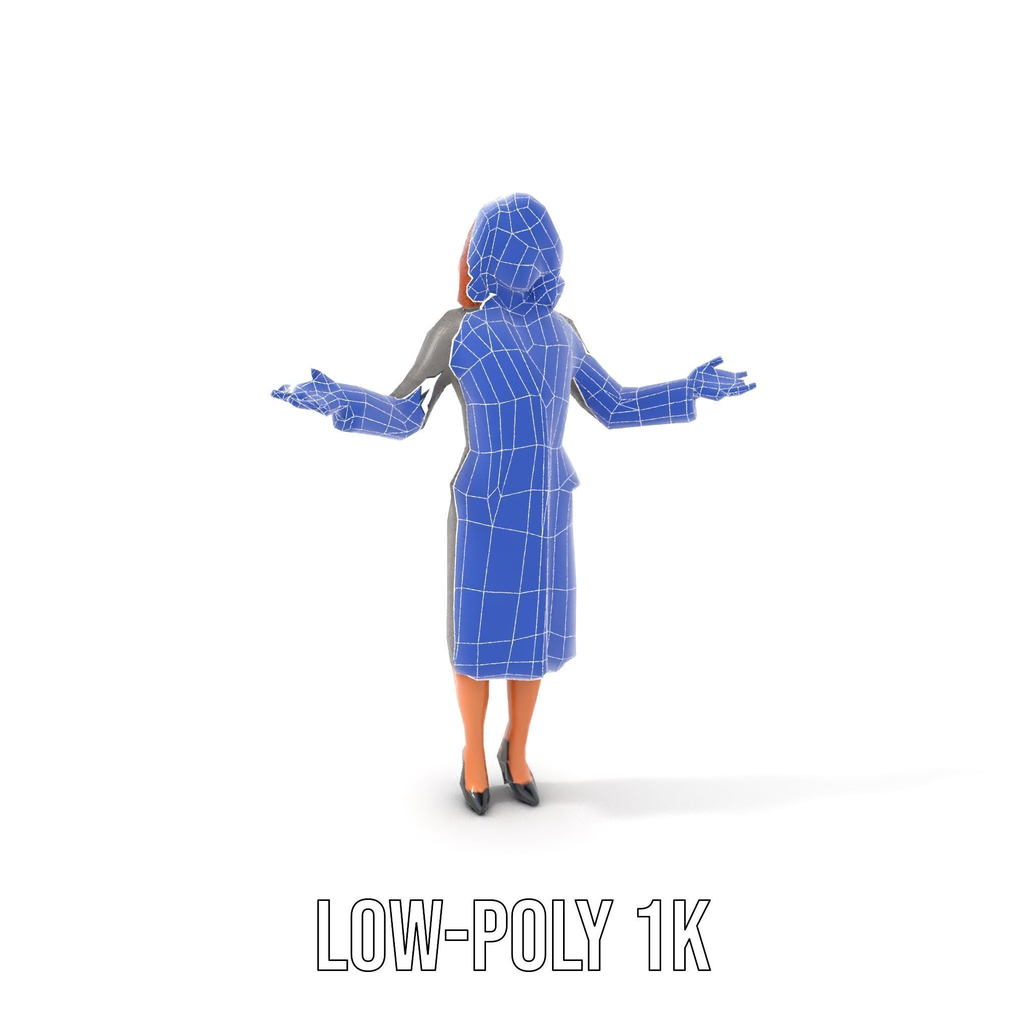 Elegant Businesswoman Character Model  Rigged and Animated Low-poly 3D model_13