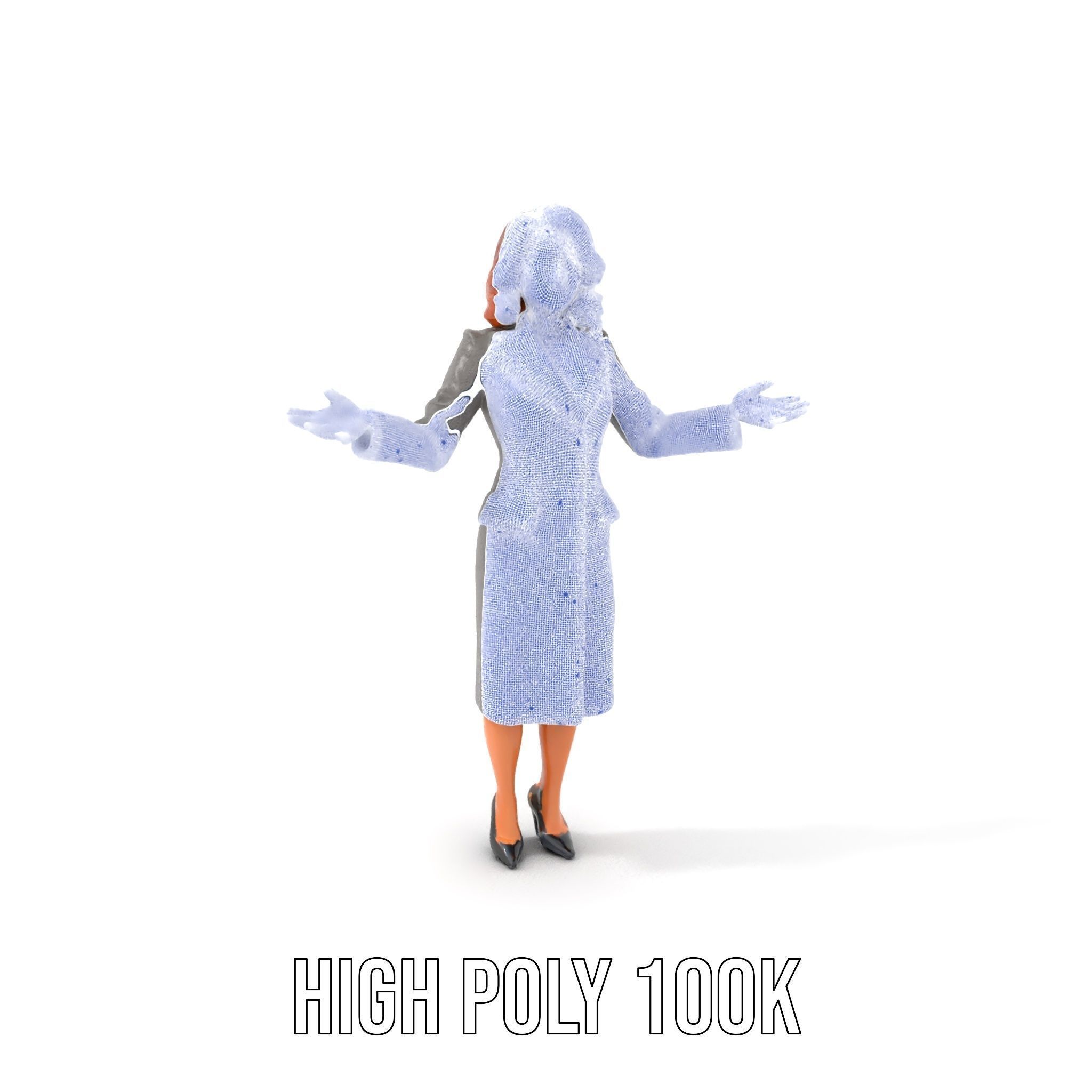 Elegant Businesswoman Character Model  Rigged and Animated Low-poly 3D model_4