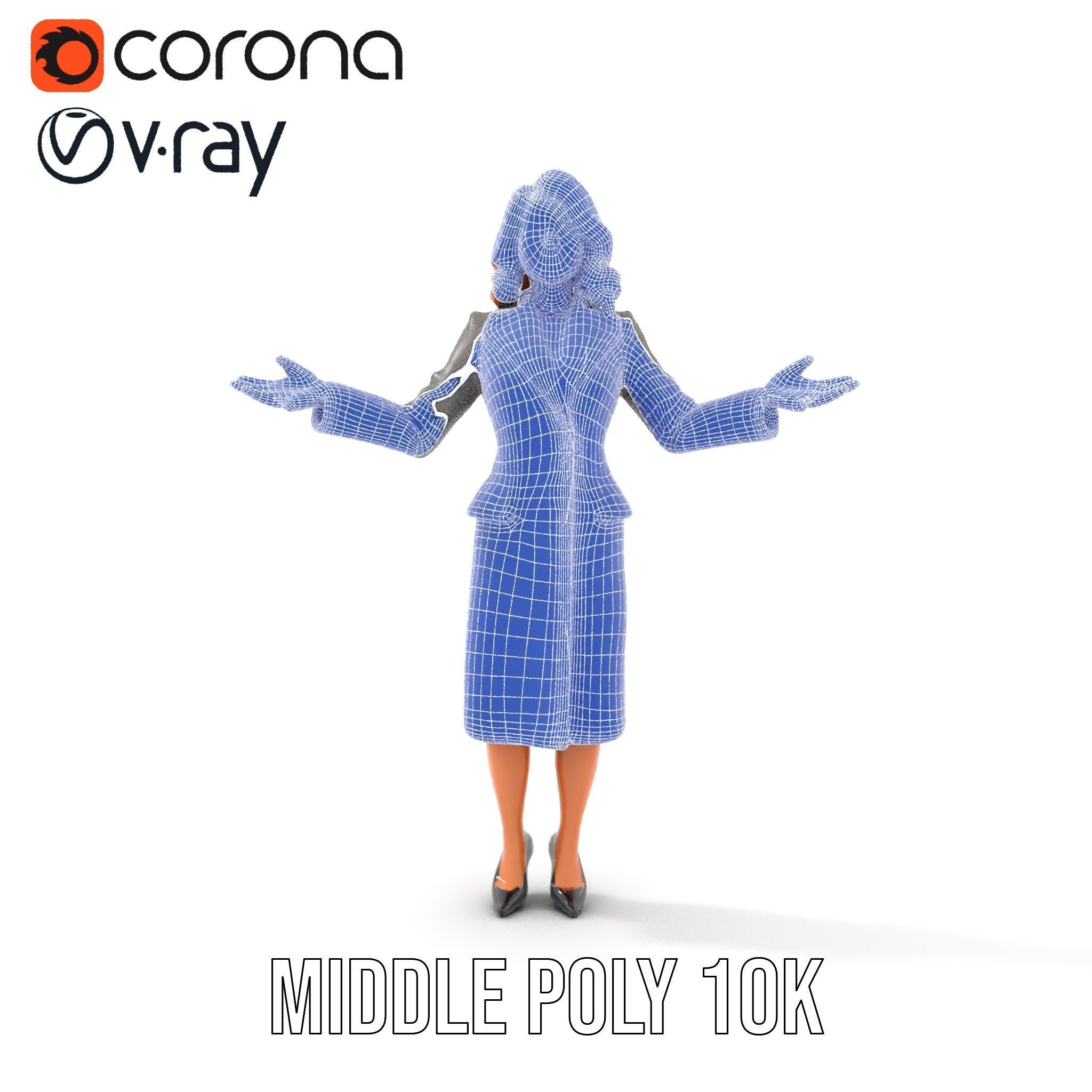 Elegant Businesswoman Character Model  Rigged and Animated Low-poly 3D model_10