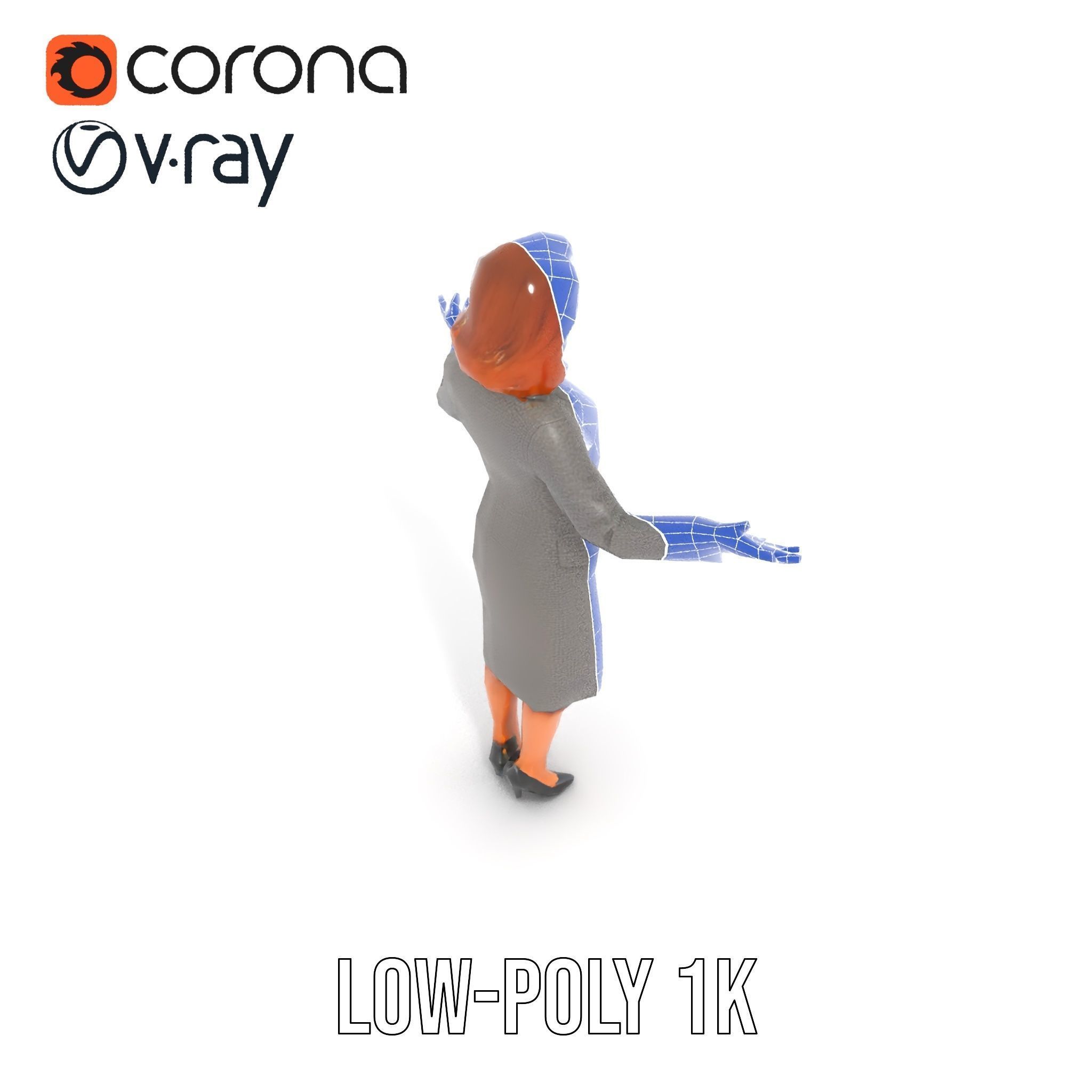 Elegant Businesswoman Character Model  Rigged and Animated Low-poly 3D model_27