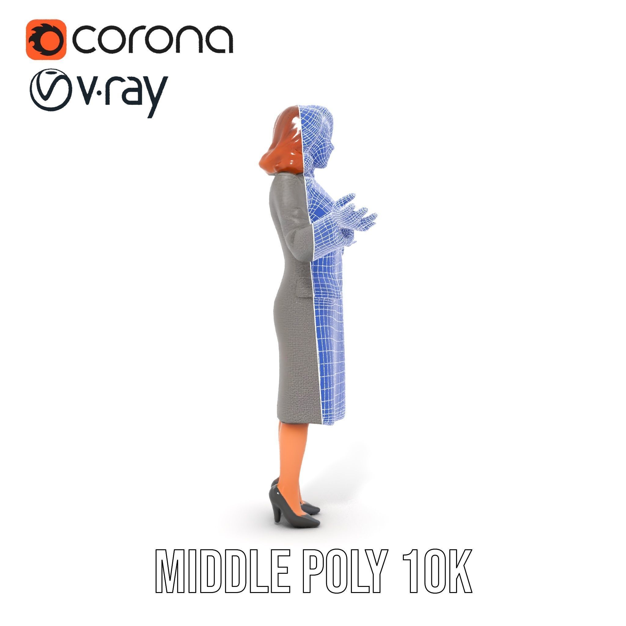 Elegant Businesswoman Character Model  Rigged and Animated Low-poly 3D model_21