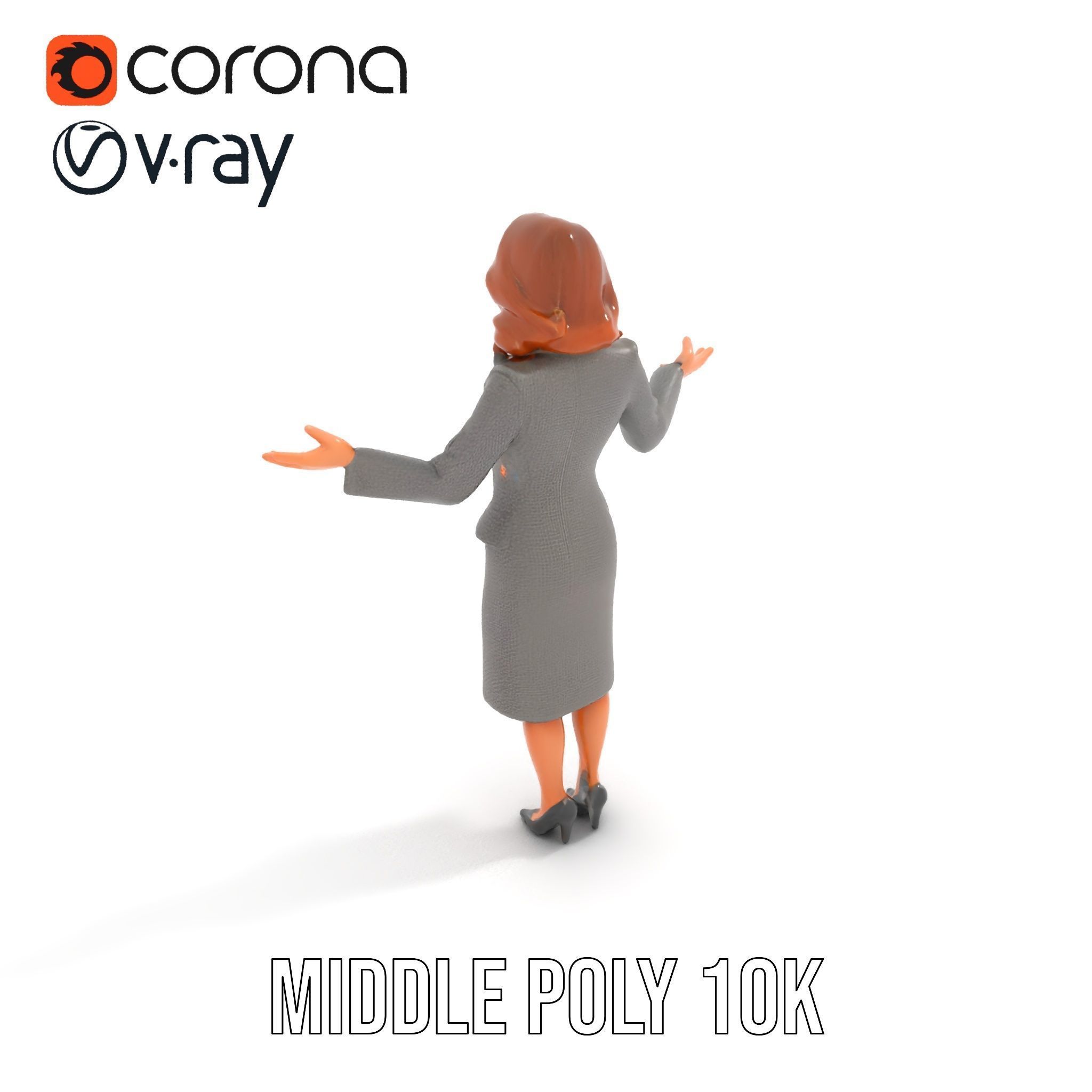 Elegant Businesswoman Character Model  Rigged and Animated Low-poly 3D model_29