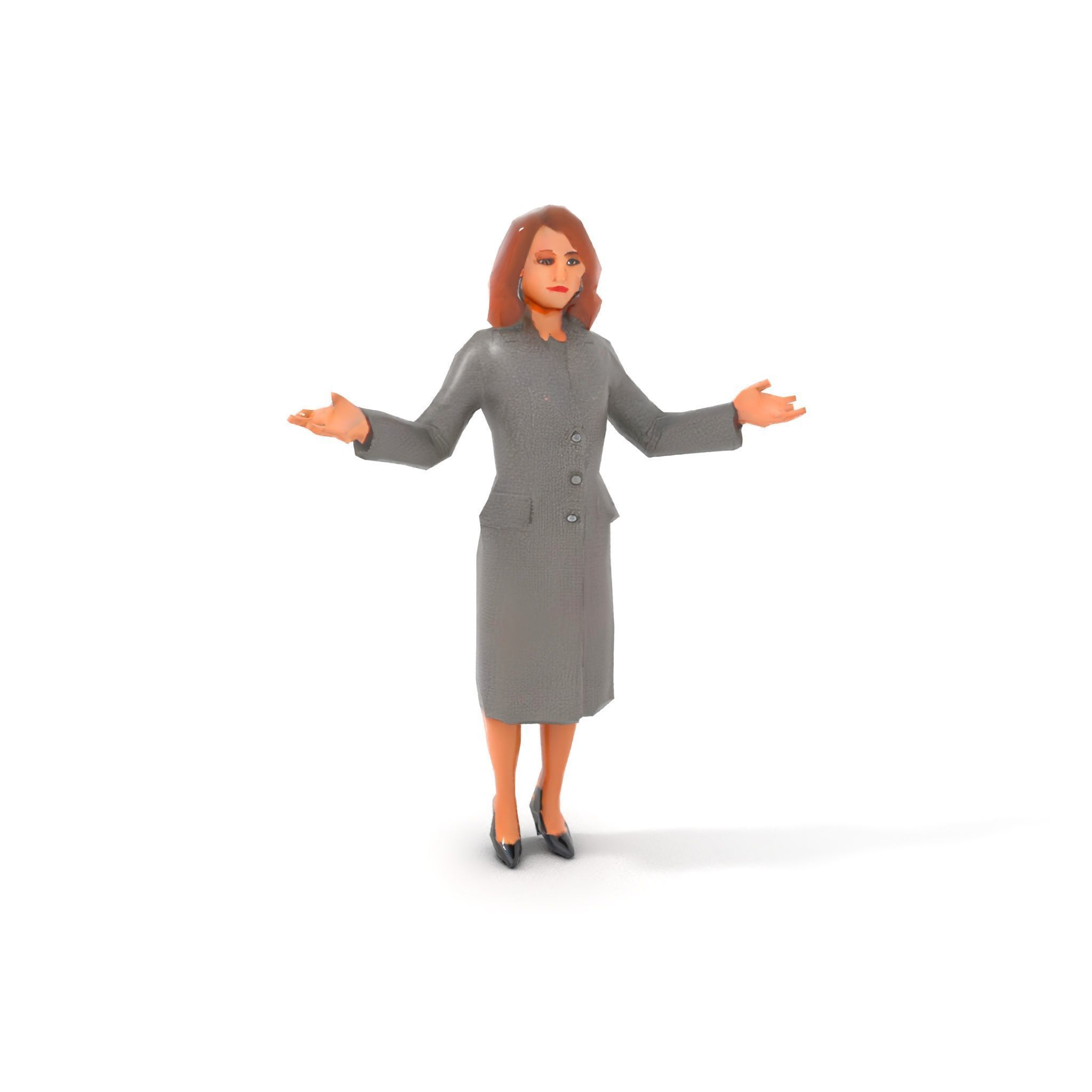 Elegant Businesswoman Character Model  Rigged and Animated Low-poly 3D model_25
