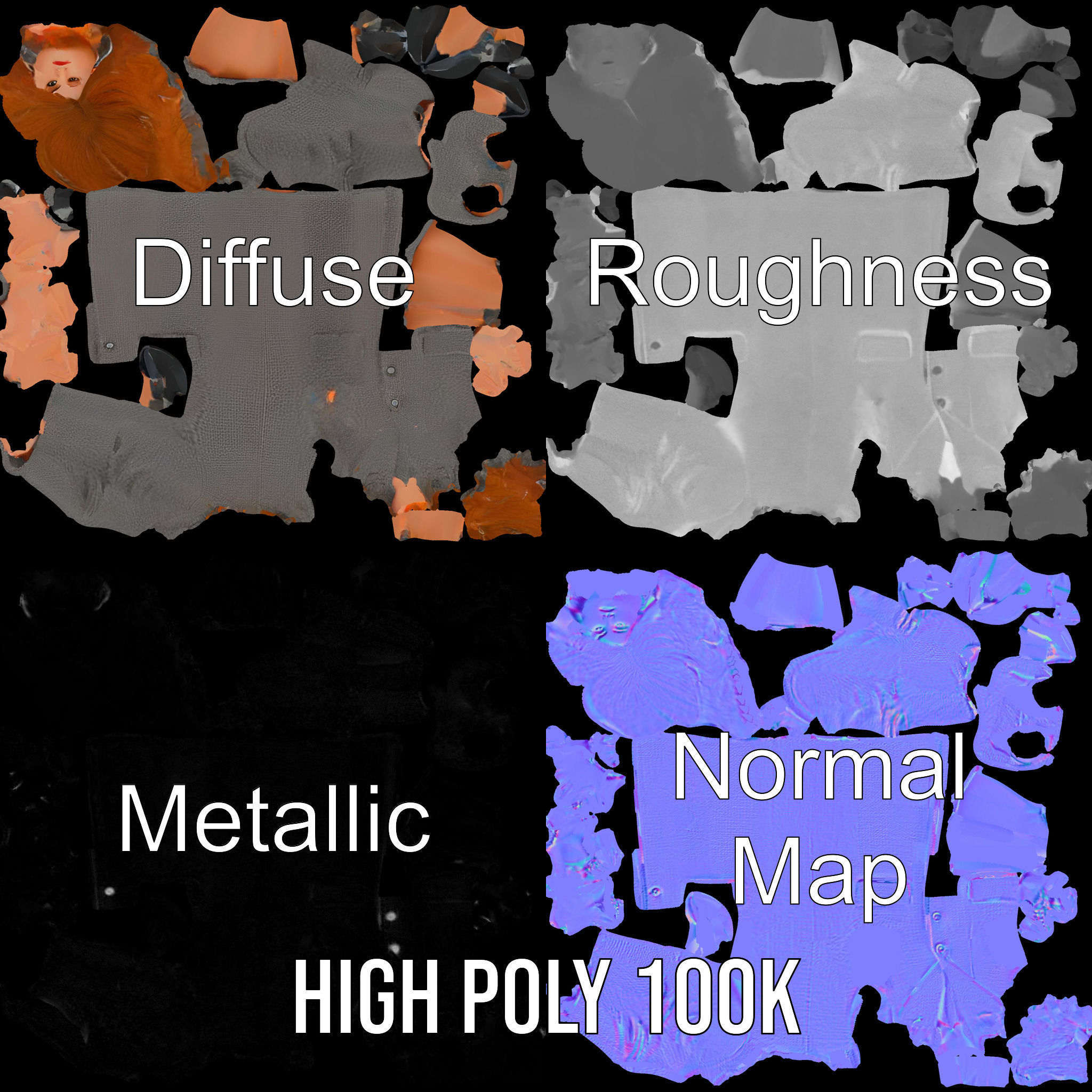 Elegant Businesswoman Character Model  Rigged and Animated Low-poly 3D model_3