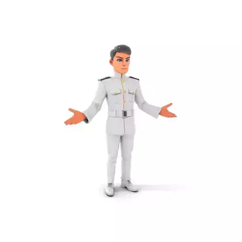 Animated Military Officer Character Model Rigged for Games Low-poly 3D model