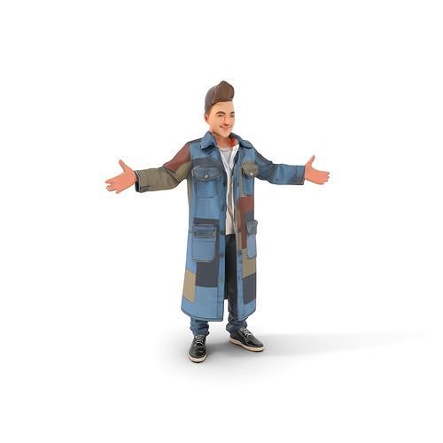Stylish Teen Rigged and Animated D Character Model Low-poly 3D model