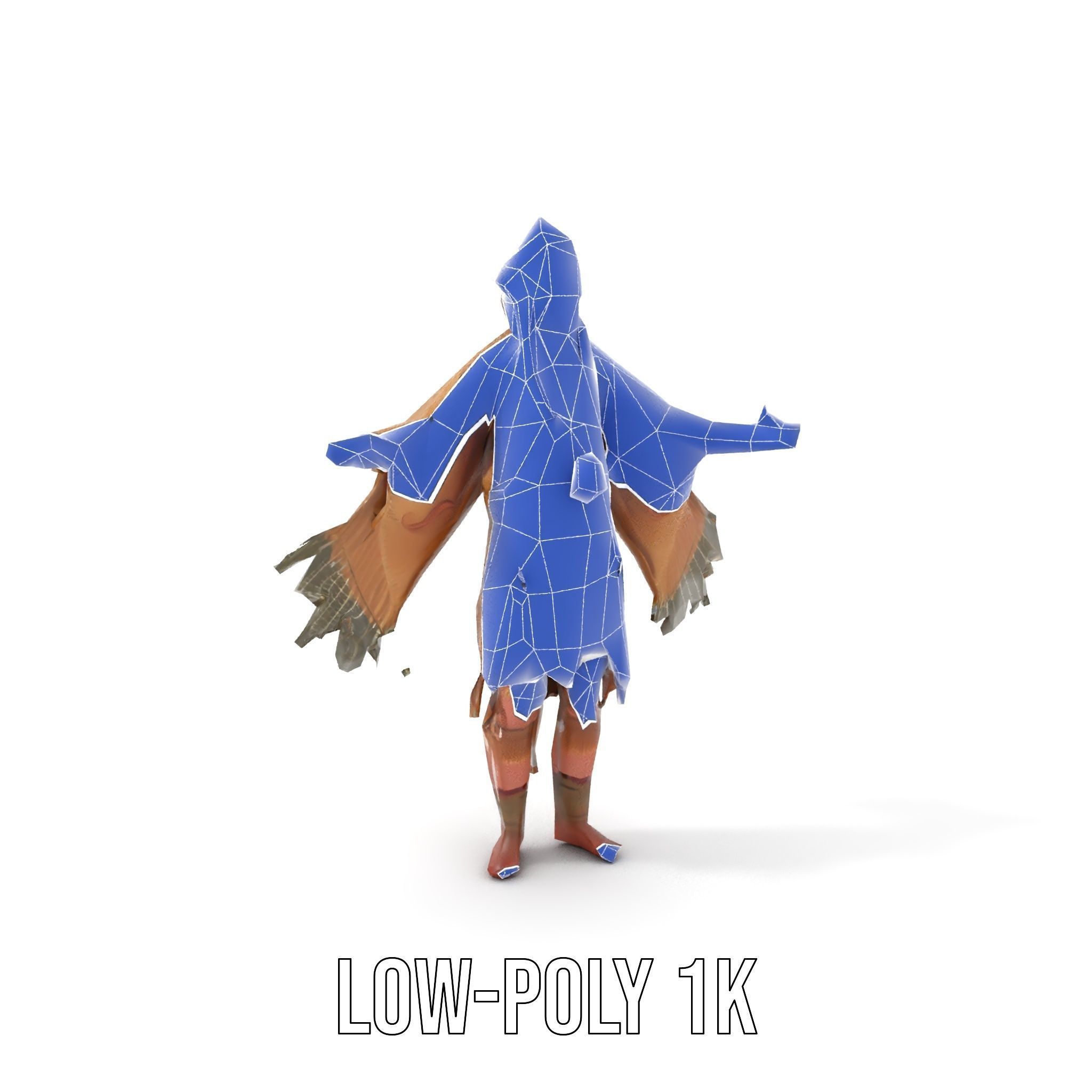 Traditional Tribal Chief Character Model Rigged and Animated Low-poly 3D model_13