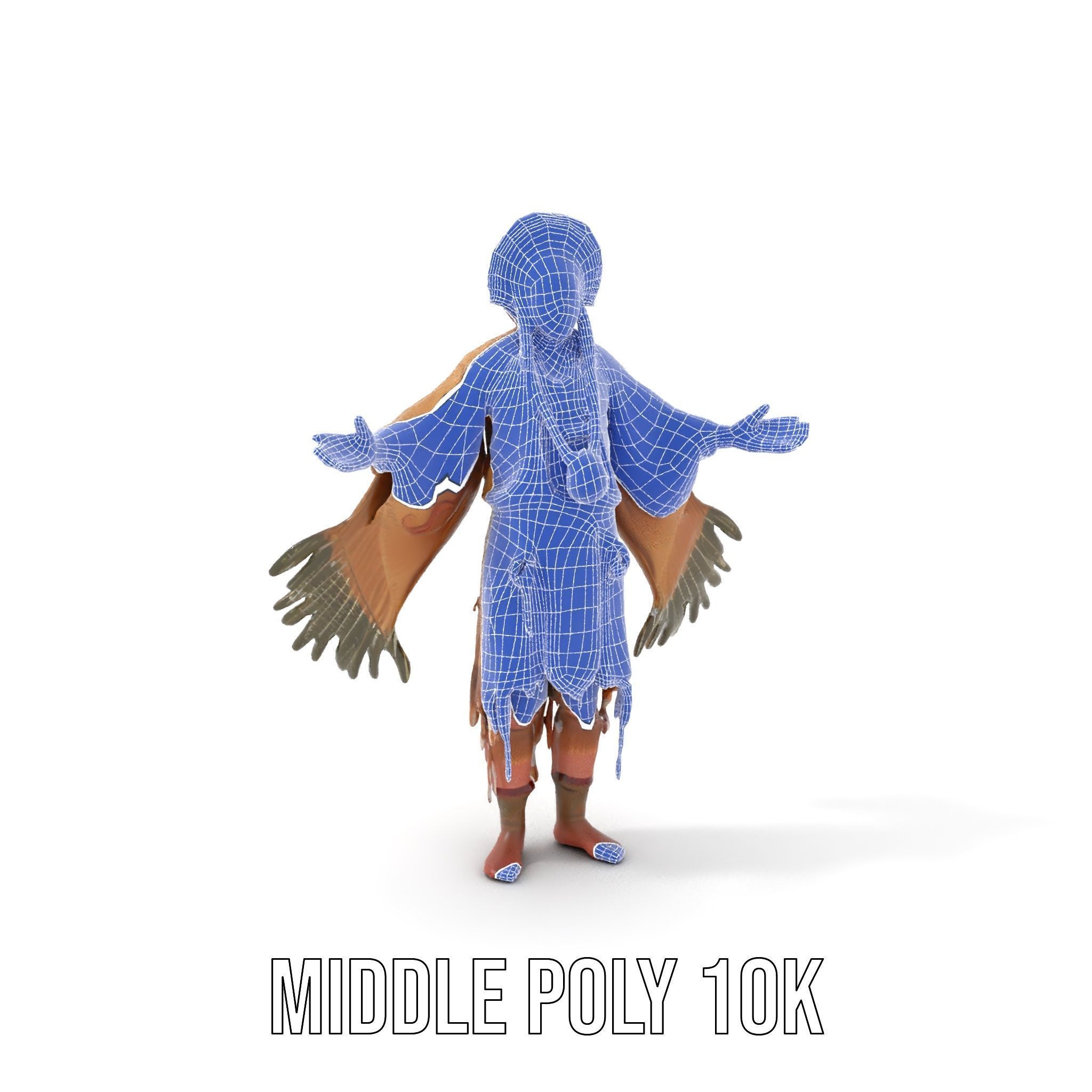 Traditional Tribal Chief Character Model Rigged and Animated Low-poly 3D model_26