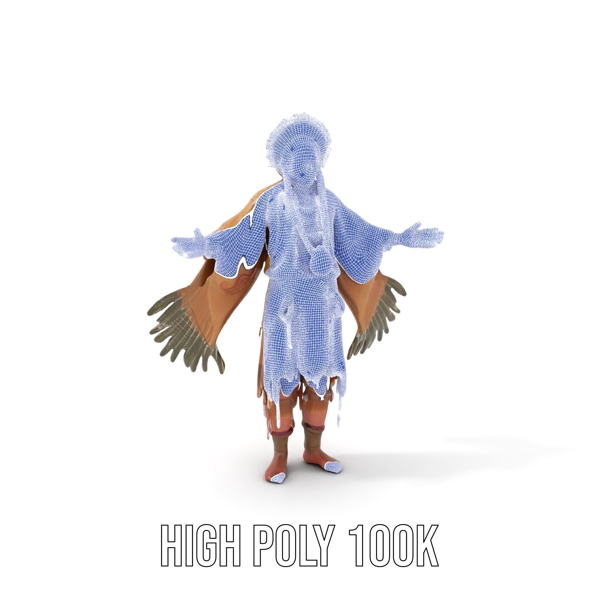 Traditional Tribal Chief Character Model Rigged and Animated Low-poly 3D model_4