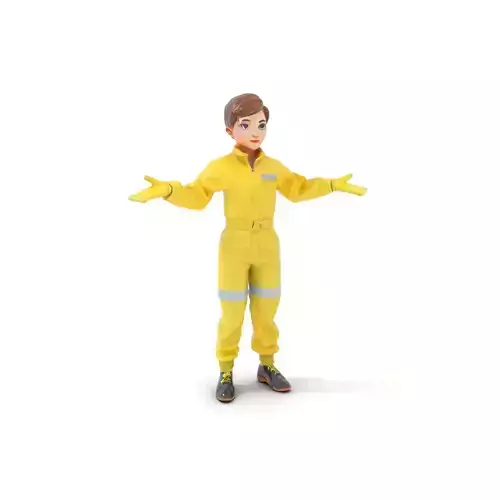 Young Explorer in Yellow Jumpsuit  Rigged and Animated D Char... Low-poly 3D model