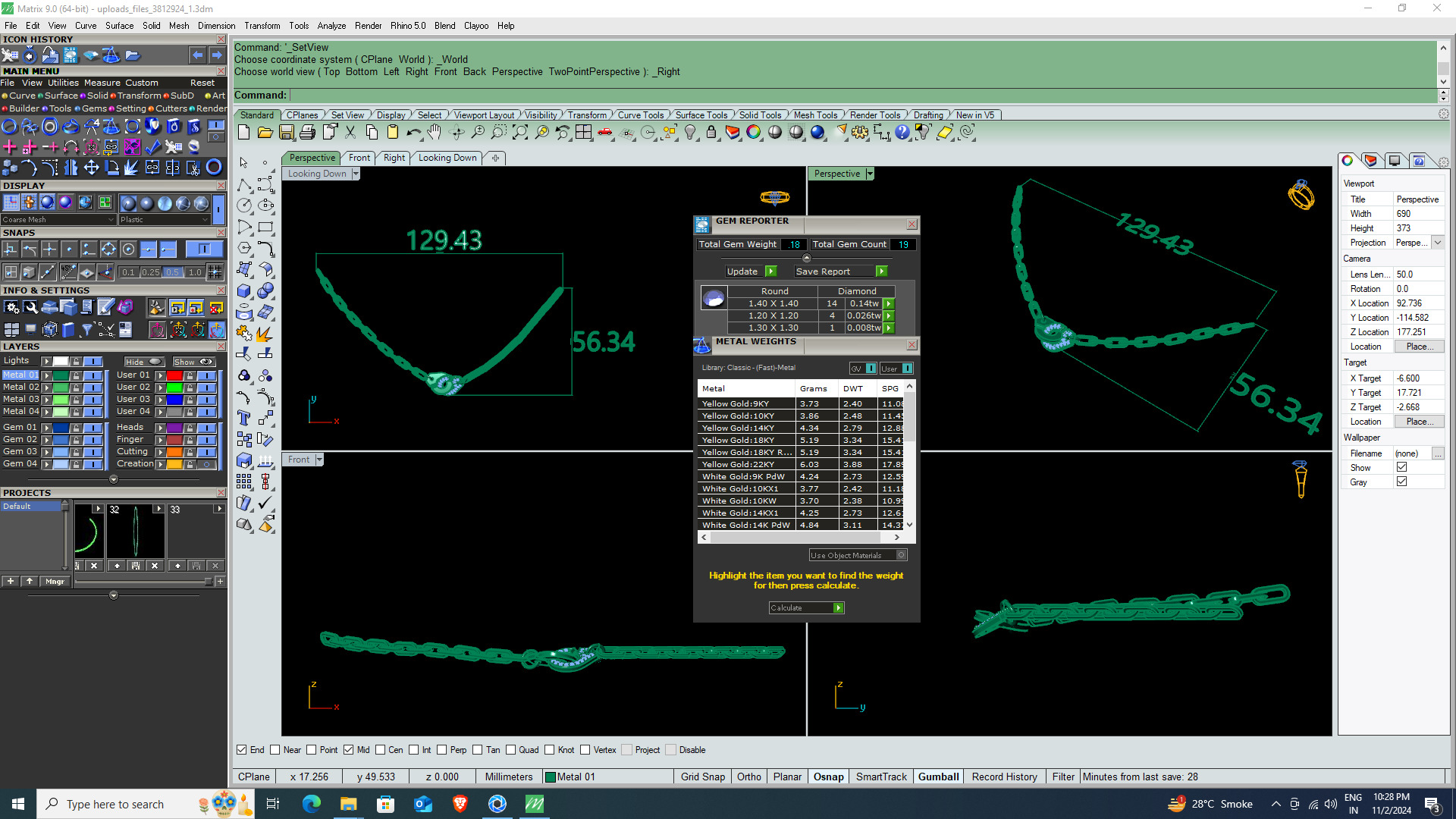 NECKLACE DIAMOND -CAD-017 3D model_13