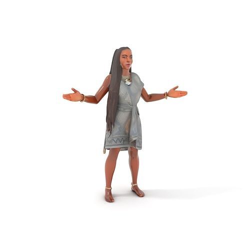 Ornate Tribal Woman Rigged and Animated D Character Model Low-poly 3D model