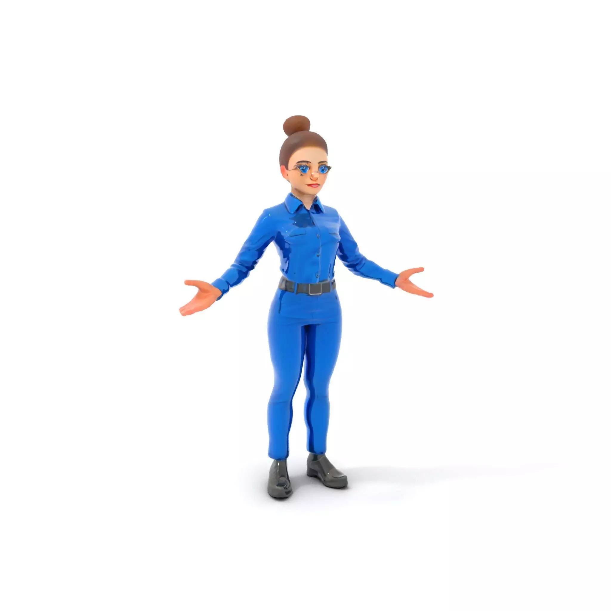 Blue Uniform Character Model Rigged and Animated Low-poly 3D model