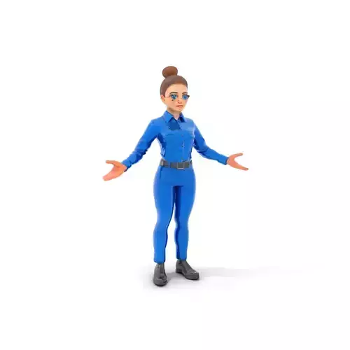 Blue Uniform Character Model Rigged and Animated