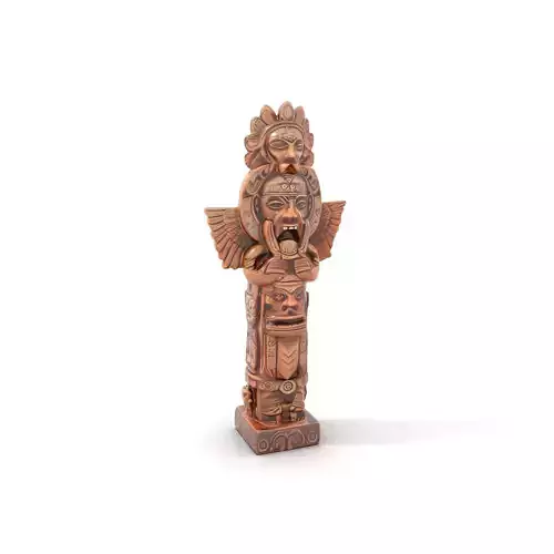 Wooden Totem Pole Model Pack with Intricate Carving Details