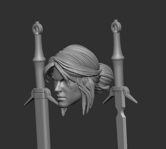 Ciri Headsculpt for Action Figures 3D print model_2