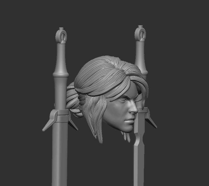 Ciri Headsculpt for Action Figures 3D print model_1