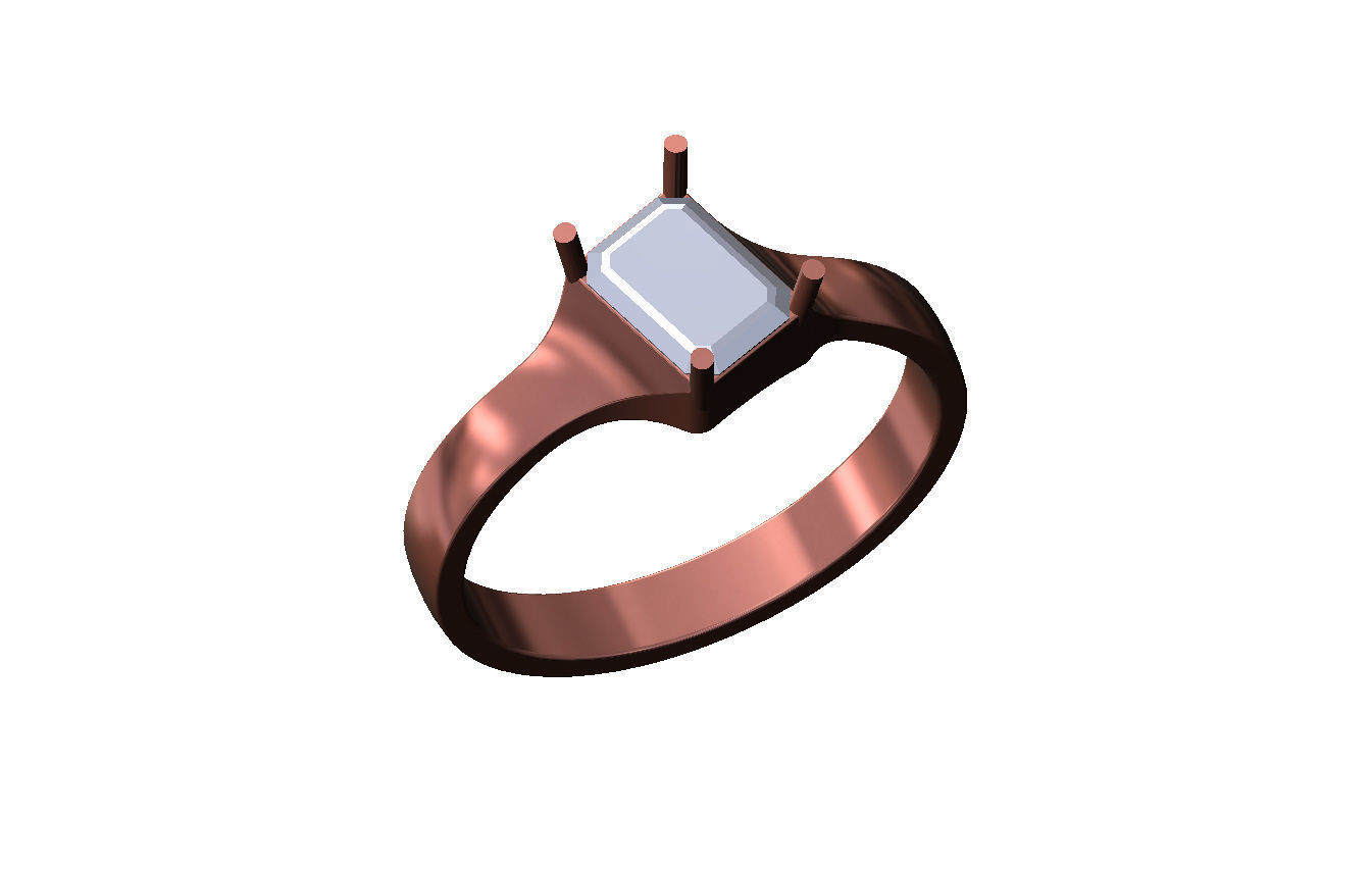 Tilted emerald 8x6mm diamond solitaire ring US size 7to12 3D print model_11