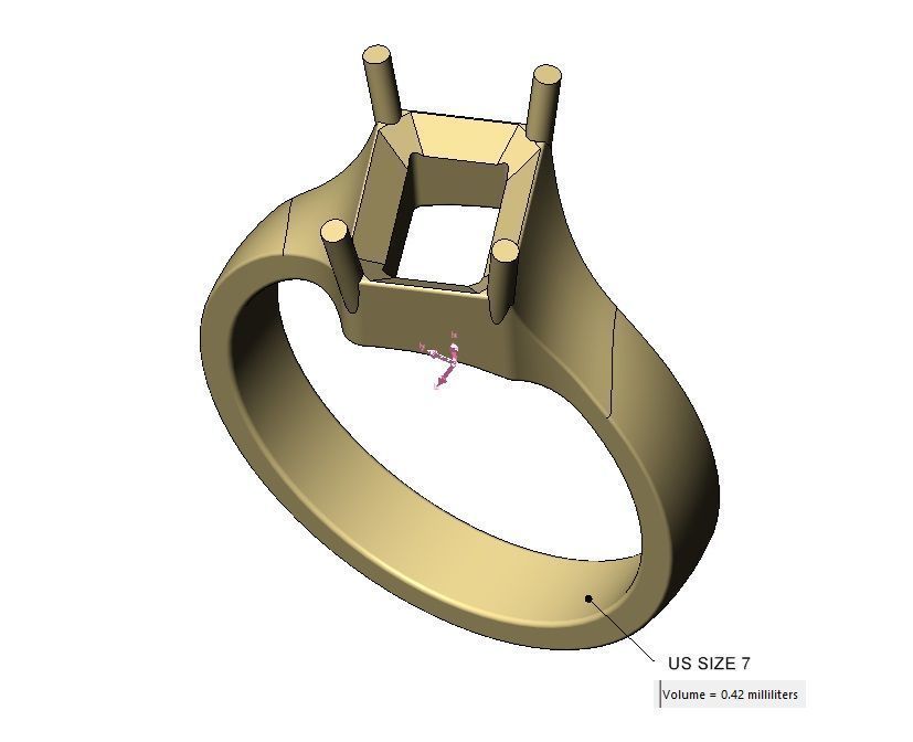 Tilted emerald 8x6mm diamond solitaire ring US size 7to12 3D print model_17