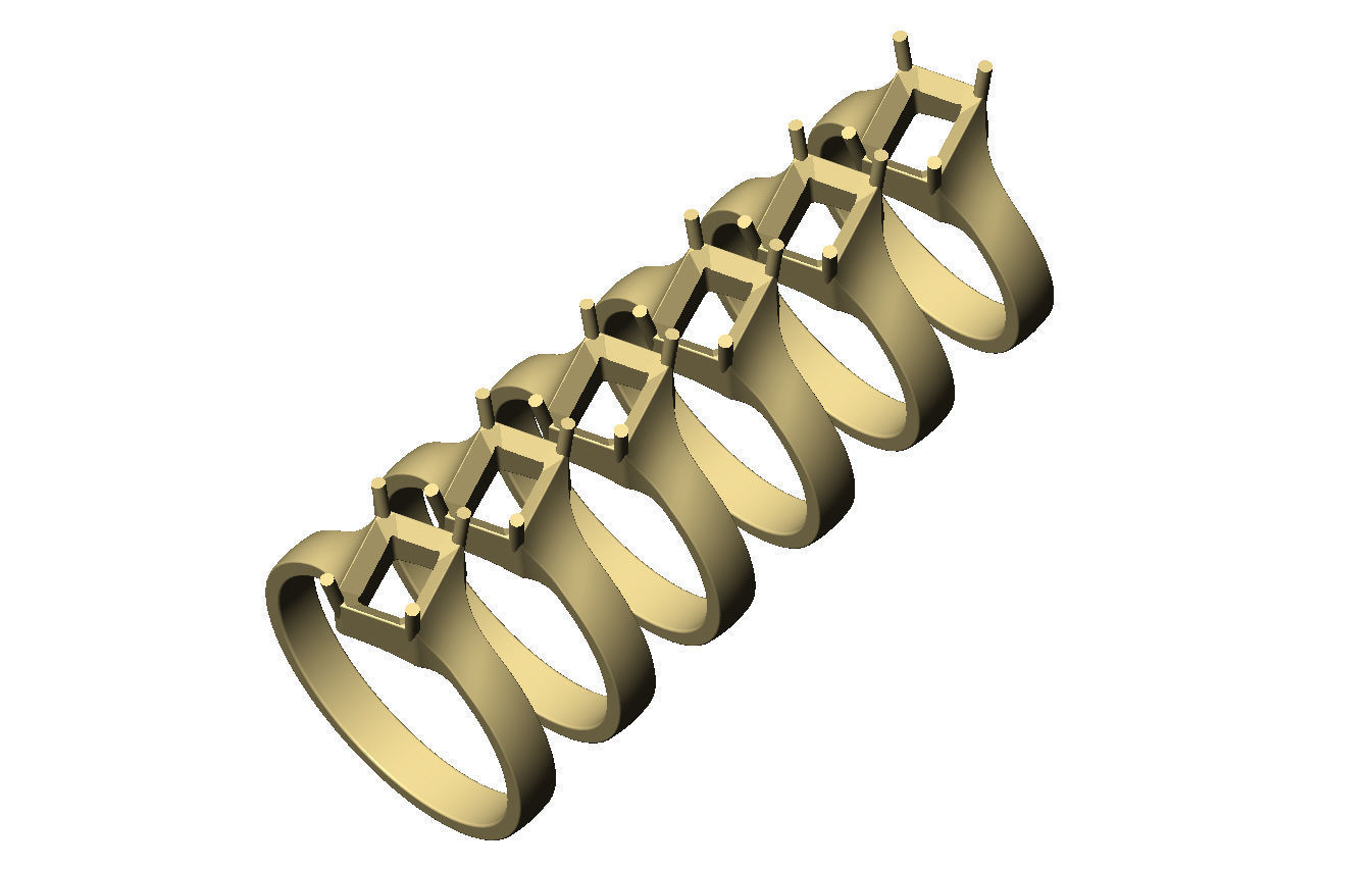 Tilted emerald 8x6mm diamond solitaire ring US size 7to12 3D print model_5