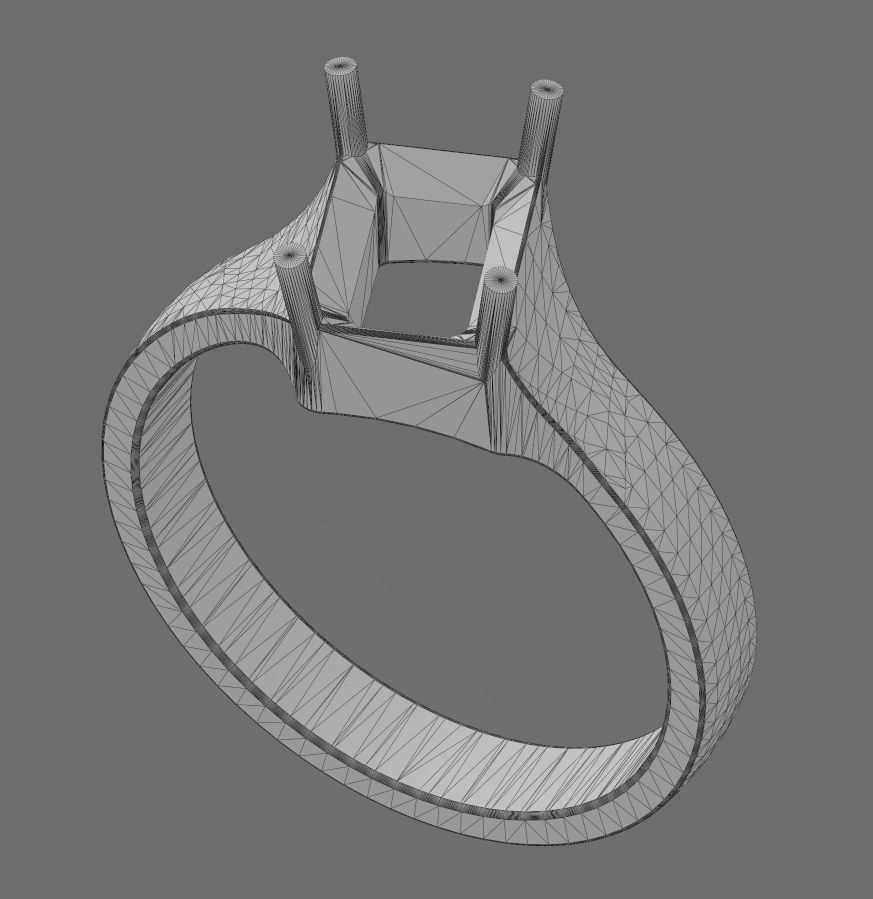 Tilted emerald 8x6mm diamond solitaire ring US size 7to12 3D print model_15