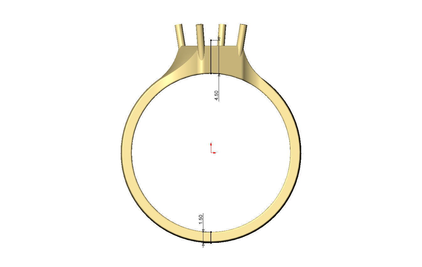 Tilted emerald 8x6mm diamond solitaire ring US size 7to12 3D print model_7